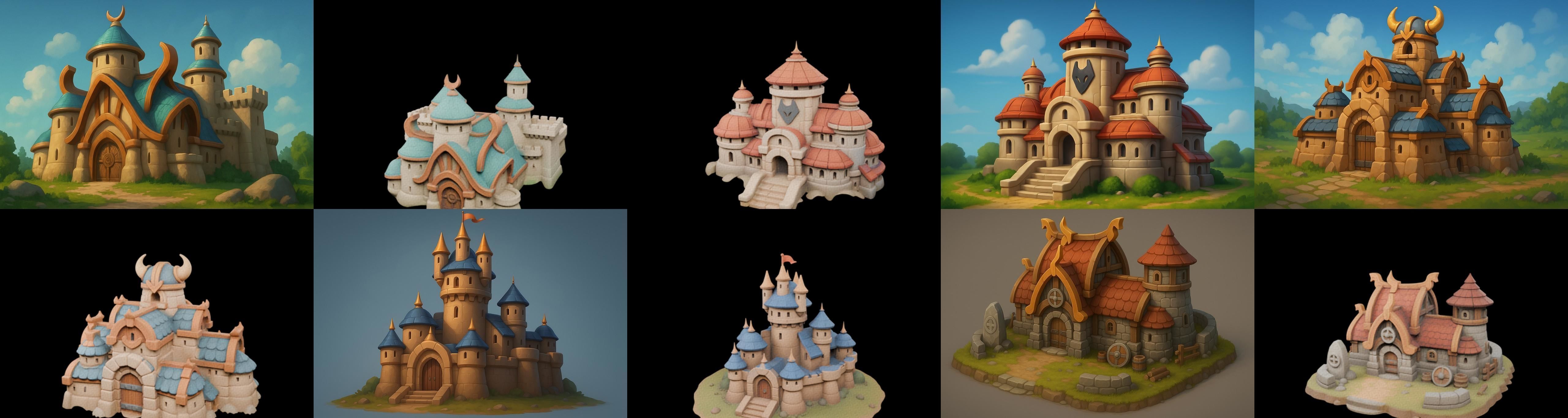 Fortress Building bundle 6 pack 100 glb Low-poly 3D model_1