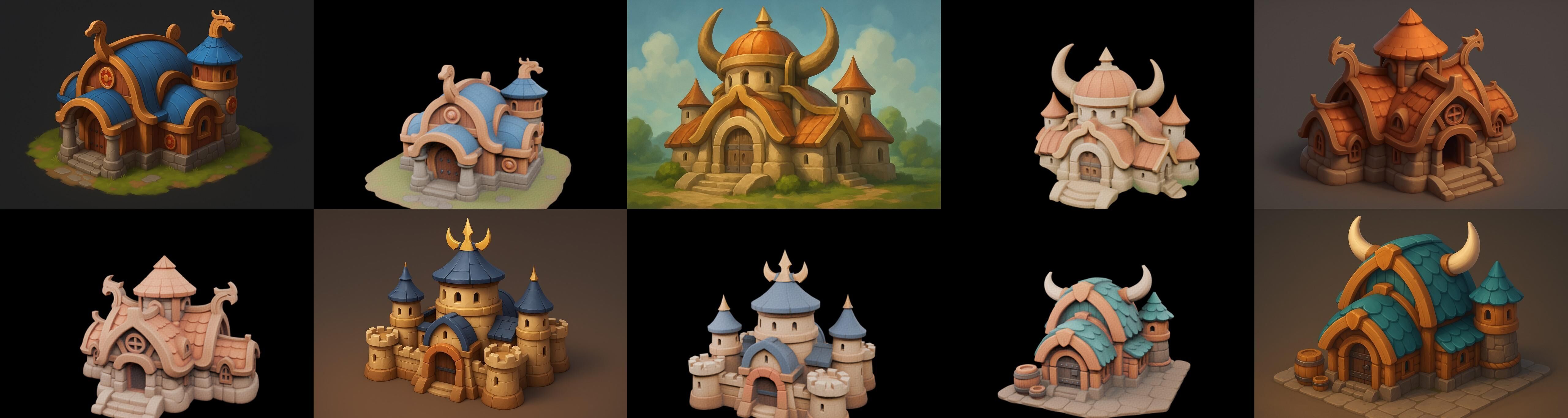 Fortress Building bundle 6 pack 100 glb Low-poly 3D model_13