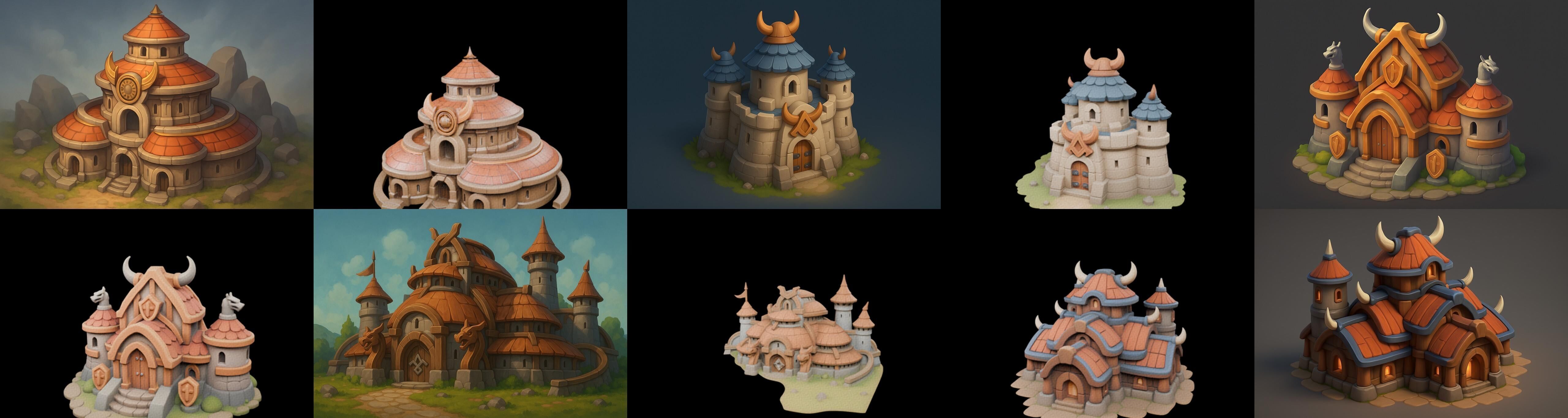 Fortress Building bundle 6 pack 100 glb Low-poly 3D model_12