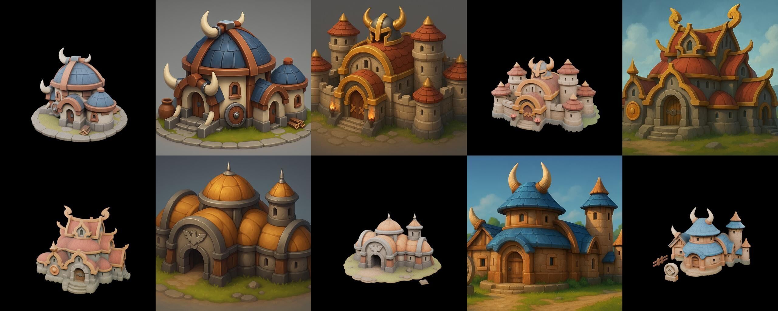 Fortress Building bundle 6 pack 100 glb Low-poly 3D model_15