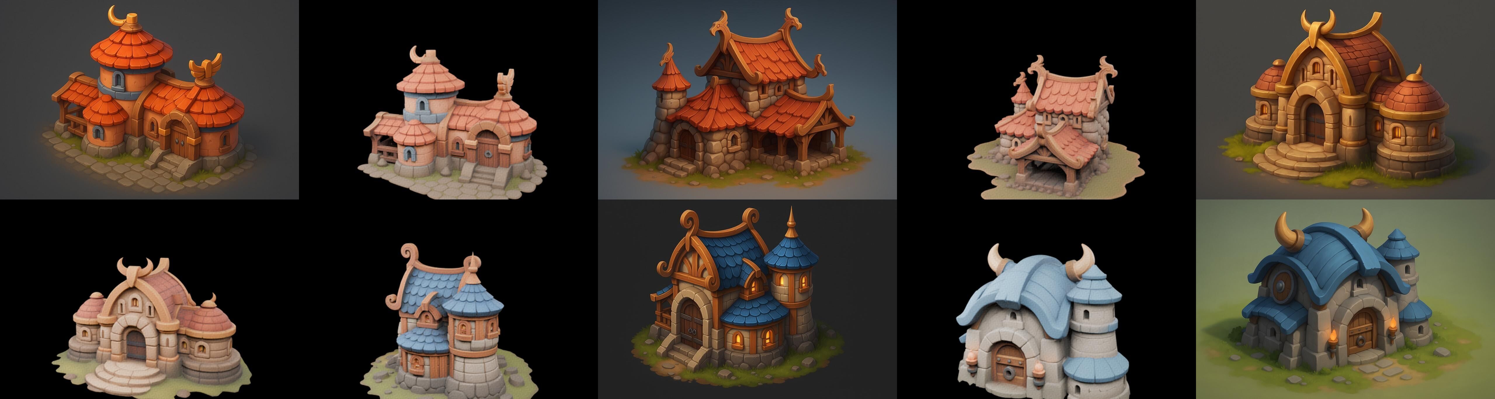 Fortress Building bundle 6 pack 100 glb Low-poly 3D model_10