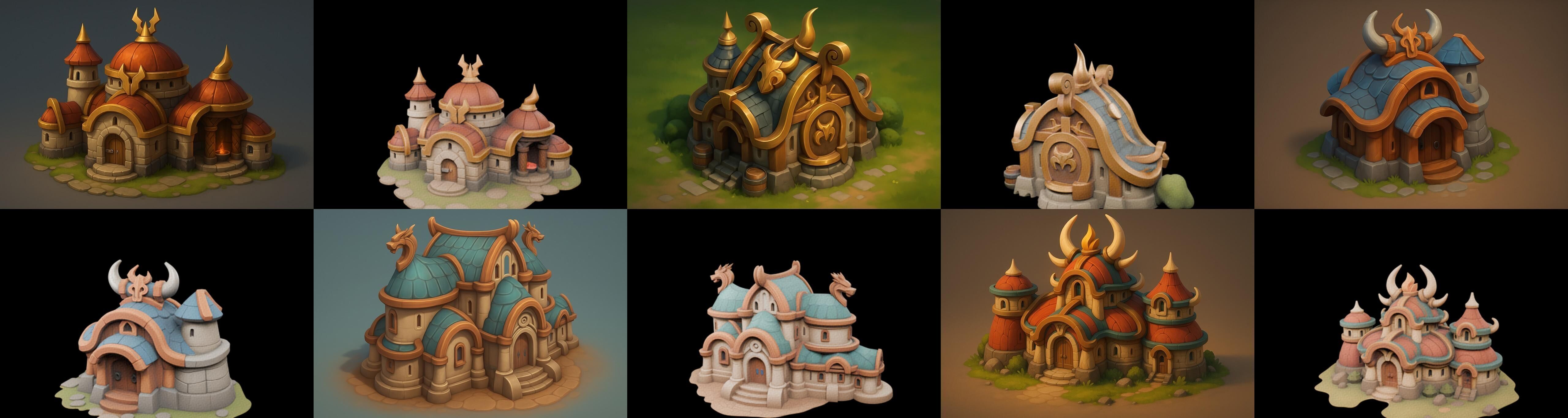 Fortress Building bundle 6 pack 100 glb Low-poly 3D model_6