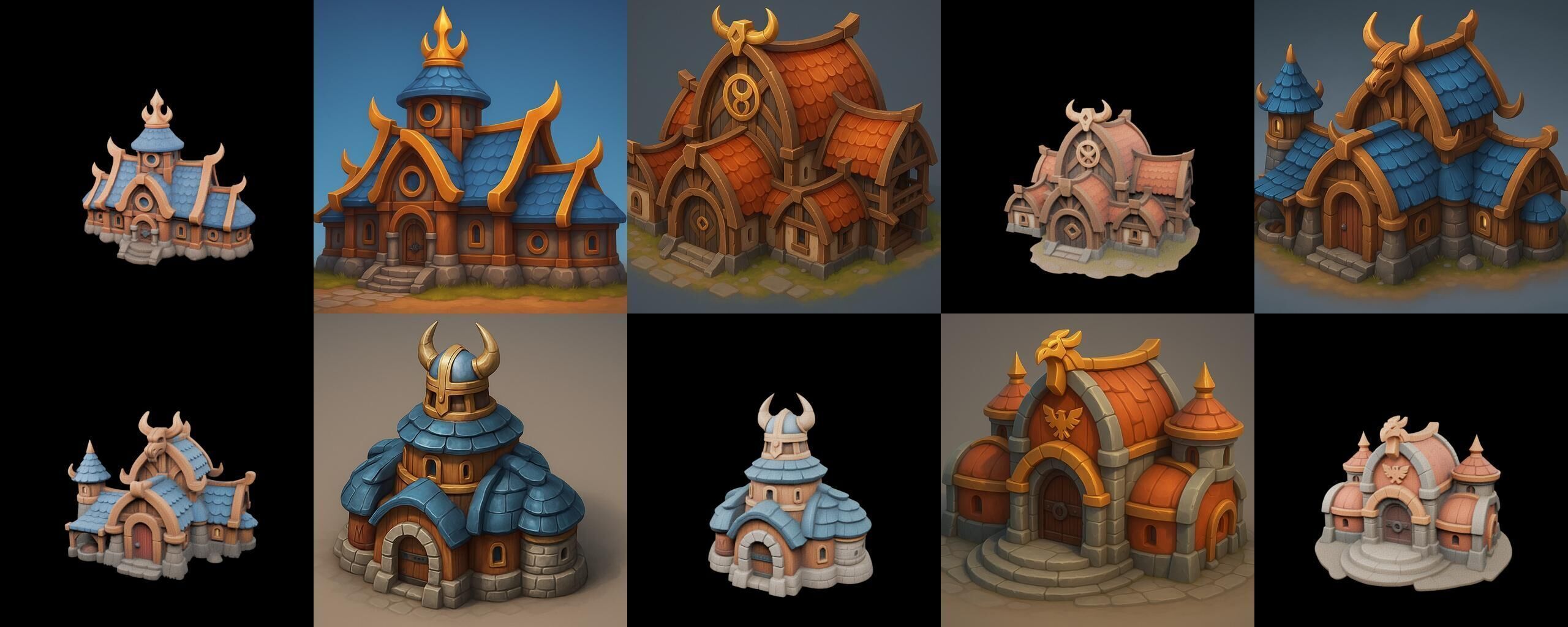 Fortress Building bundle 6 pack 100 glb Low-poly 3D model_2