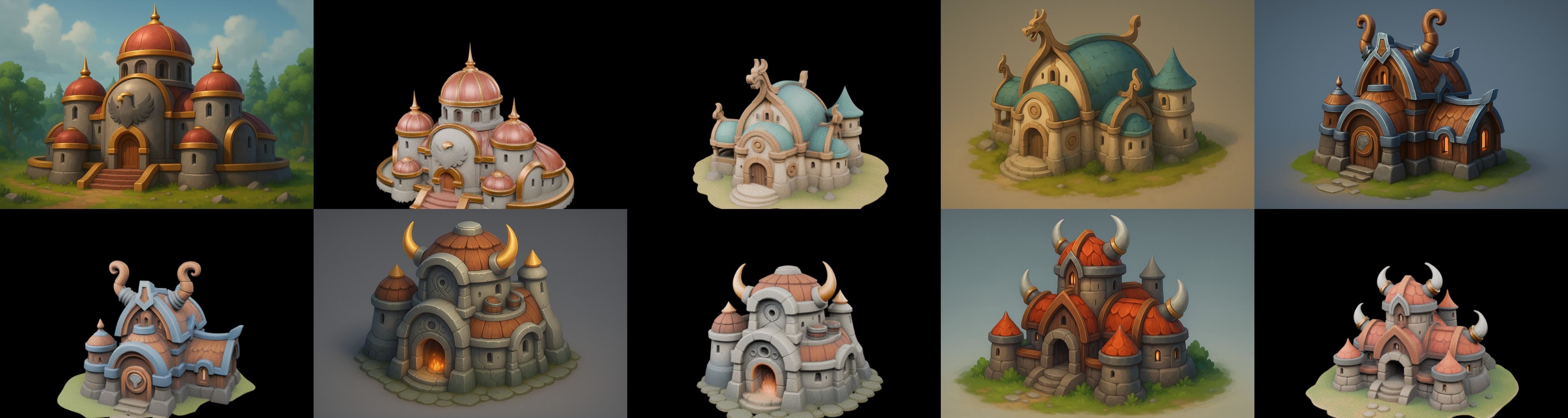 Fortress Building bundle 6 pack 100 glb Low-poly 3D model_18