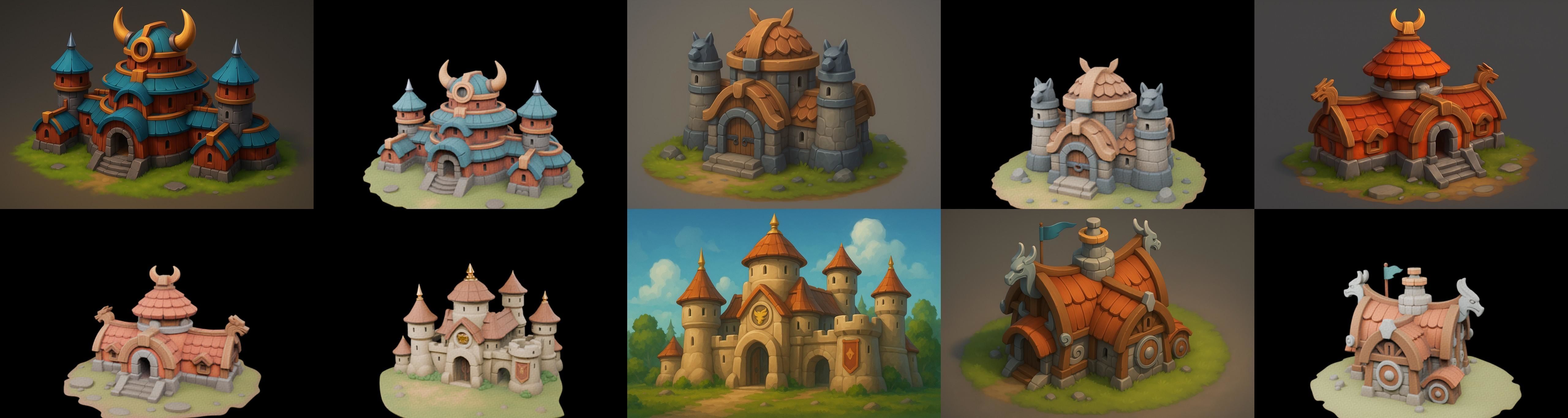 Fortress Building bundle 5 pack 100 glb Low-poly 3D model_9