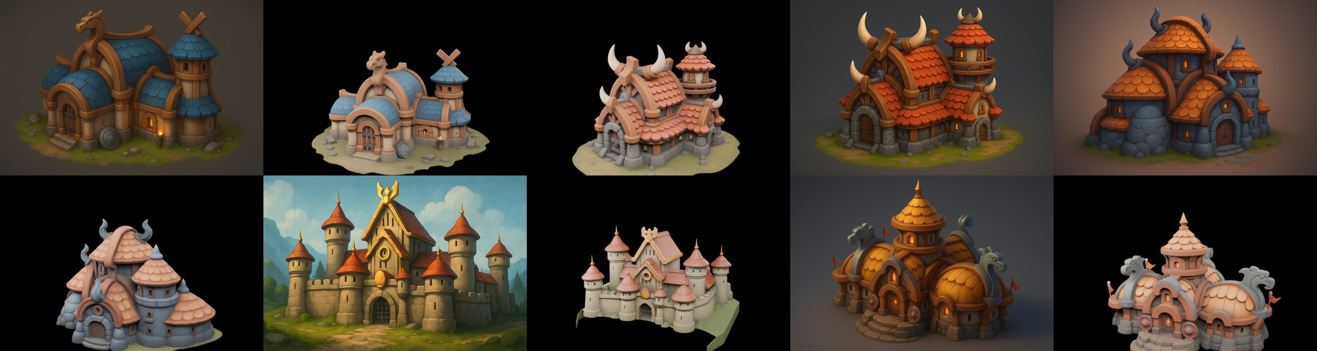 Fortress Building bundle 5 pack 100 glb Low-poly 3D model_14
