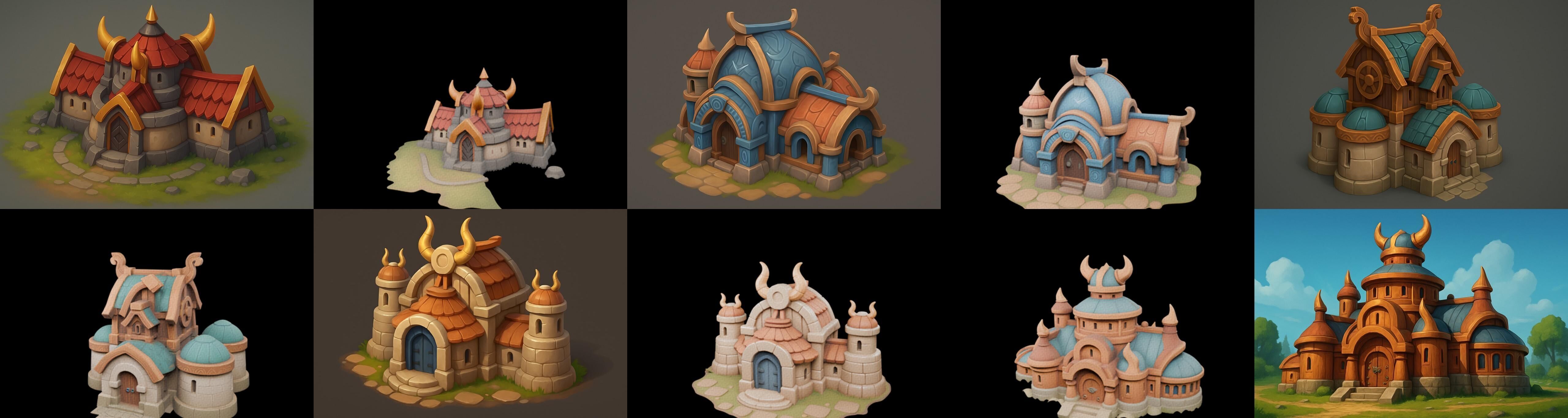 Fortress Building bundle 5 pack 100 glb Low-poly 3D model_6