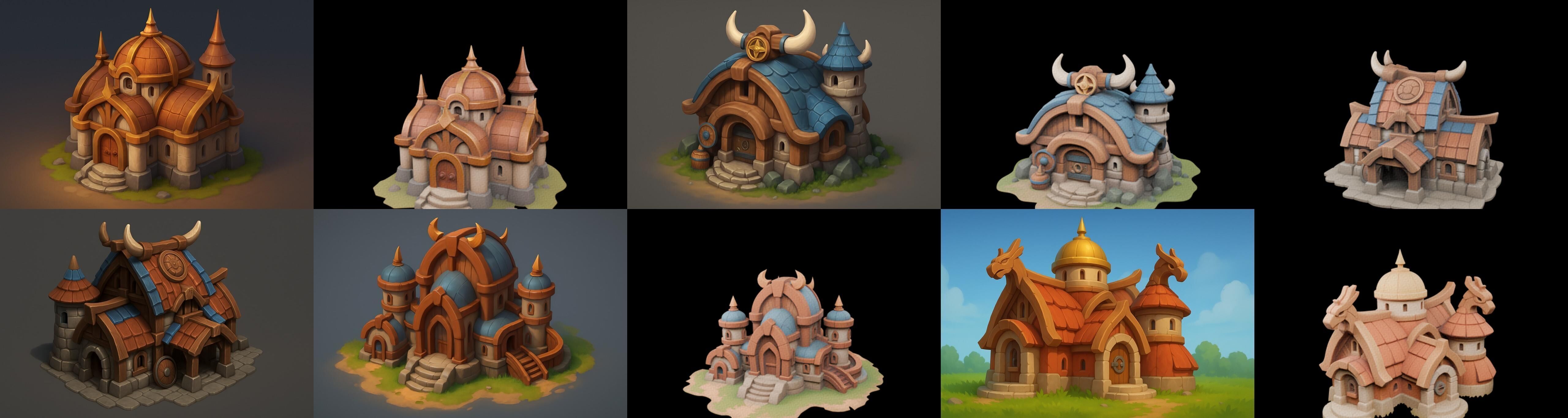 Fortress Building bundle 5 pack 100 glb Low-poly 3D model_19