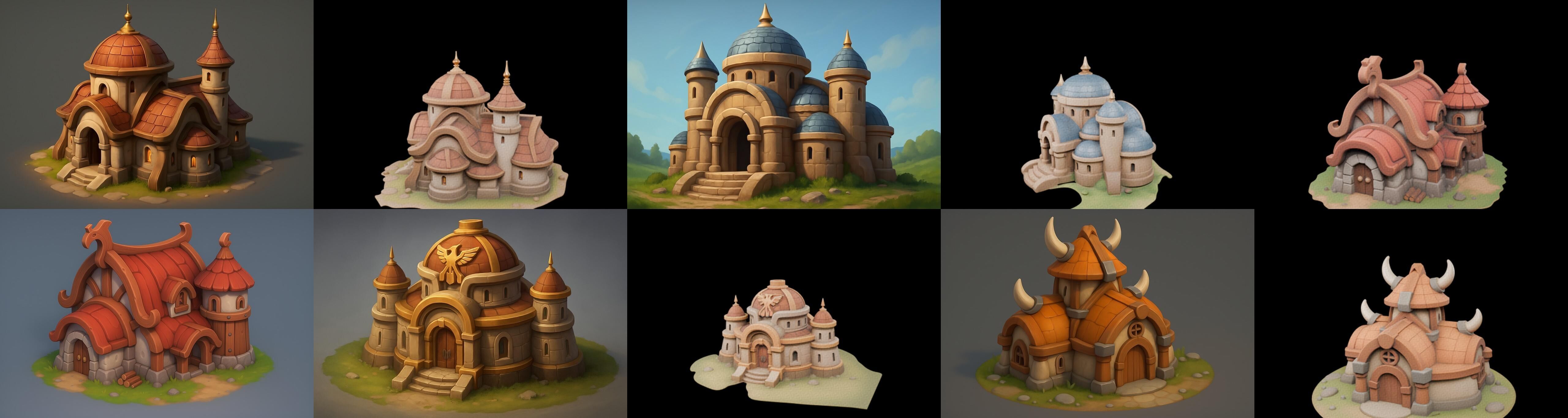 Fortress Building bundle 5 pack 100 glb Low-poly 3D model_10