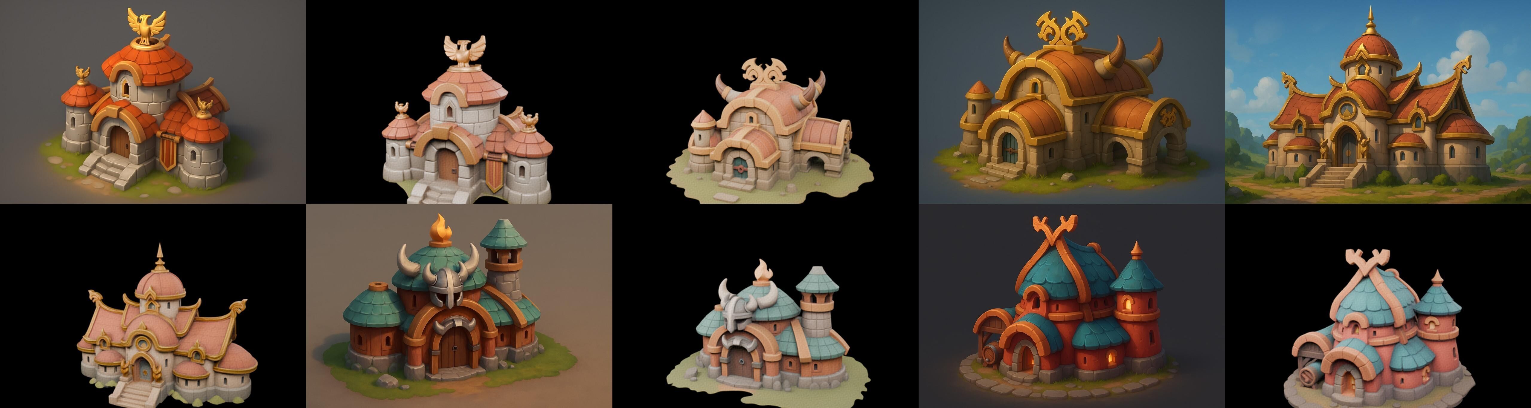 Fortress Building bundle 5 pack 100 glb Low-poly 3D model_18