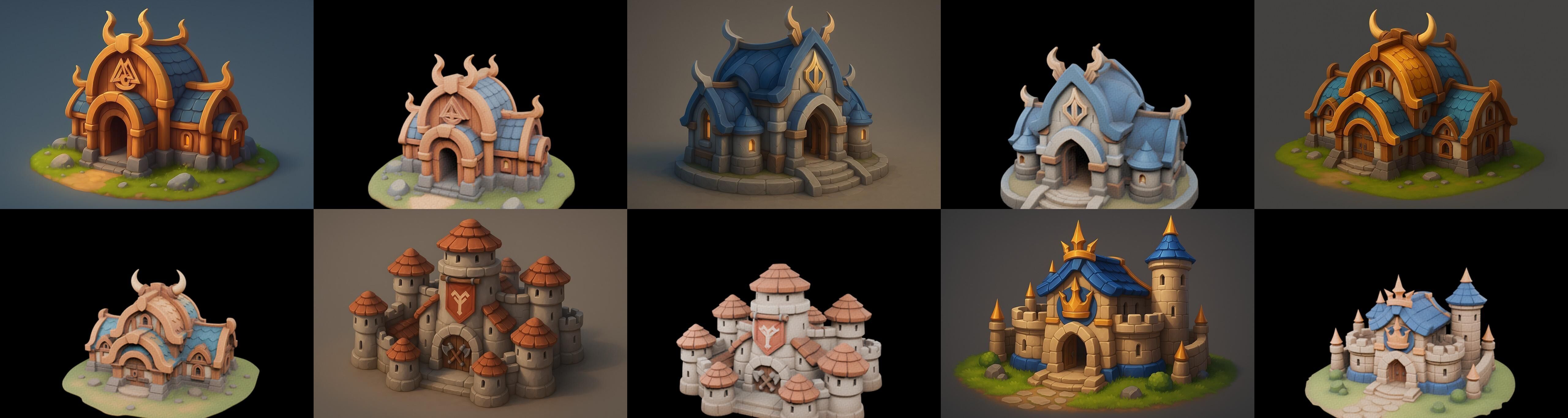Fortress Building bundle 5 pack 100 glb Low-poly 3D model_17