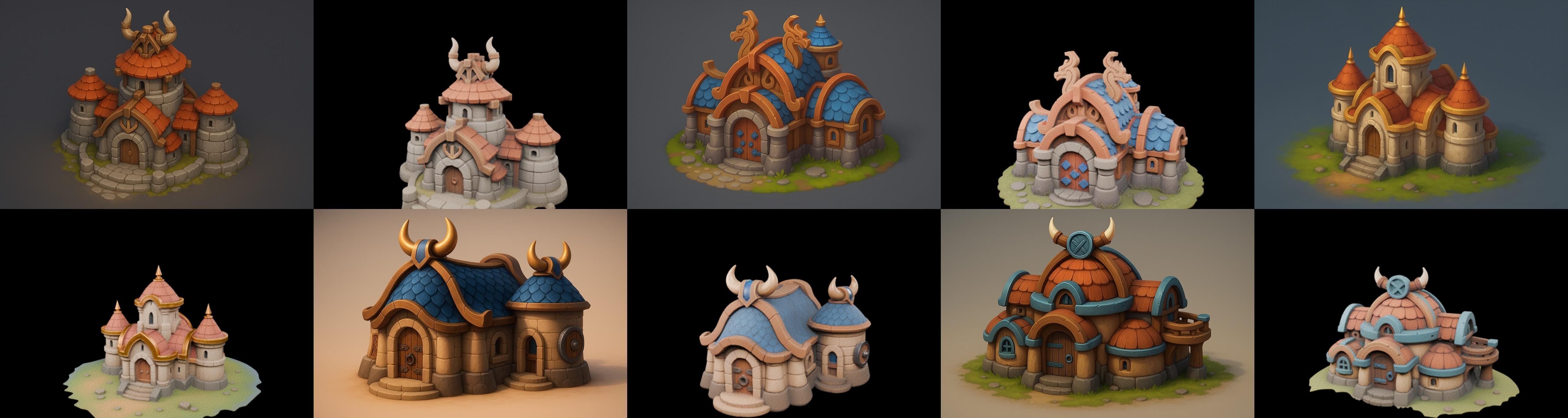 Fortress Building bundle 5 pack 100 glb Low-poly 3D model_5