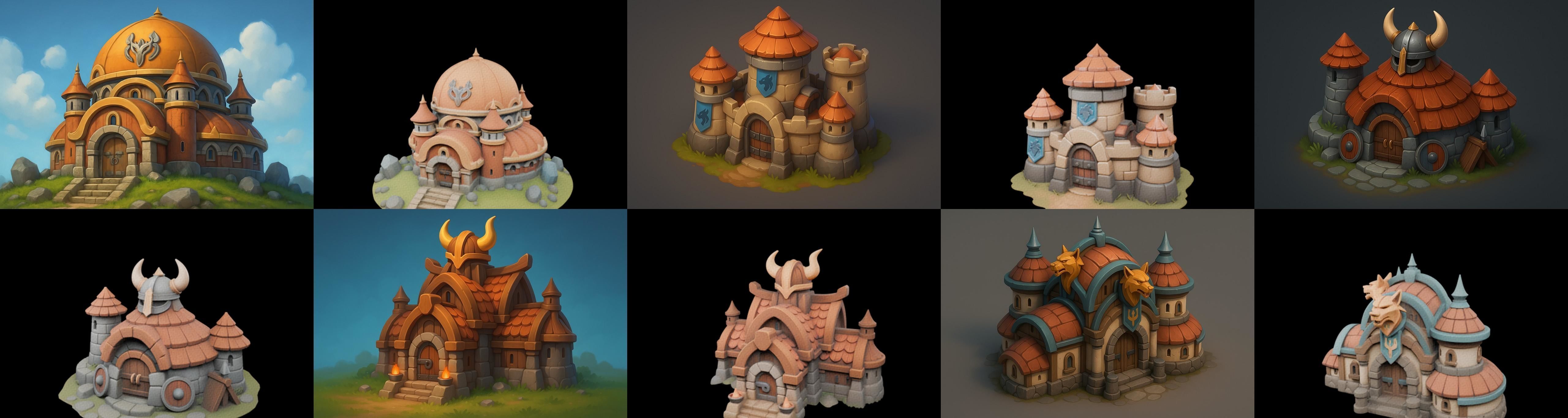 Fortress Building bundle 5 pack 100 glb Low-poly 3D model_13