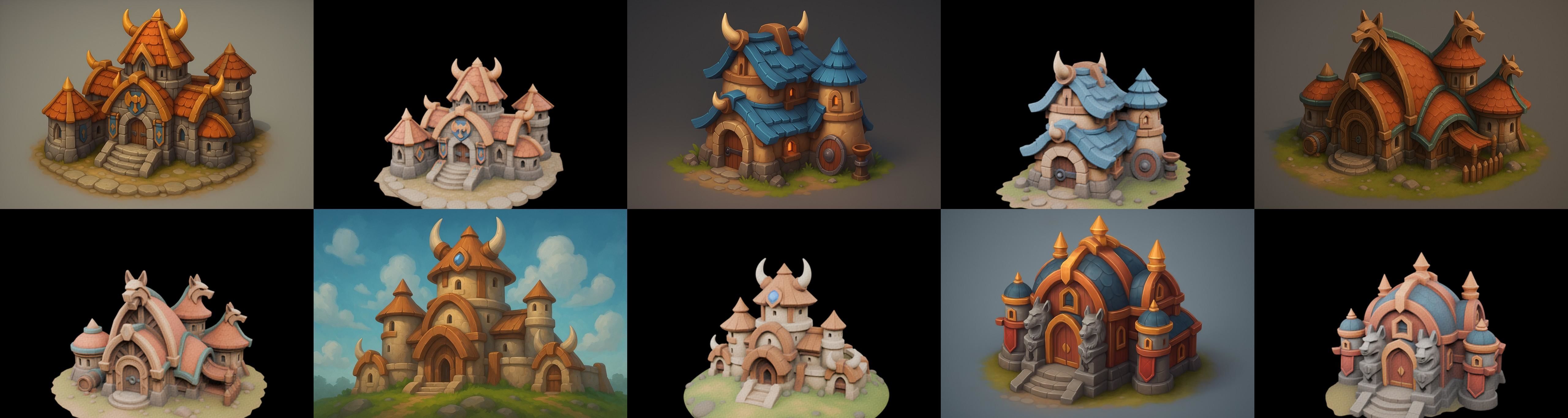 Fortress Building bundle 5 pack 100 glb Low-poly 3D model_8