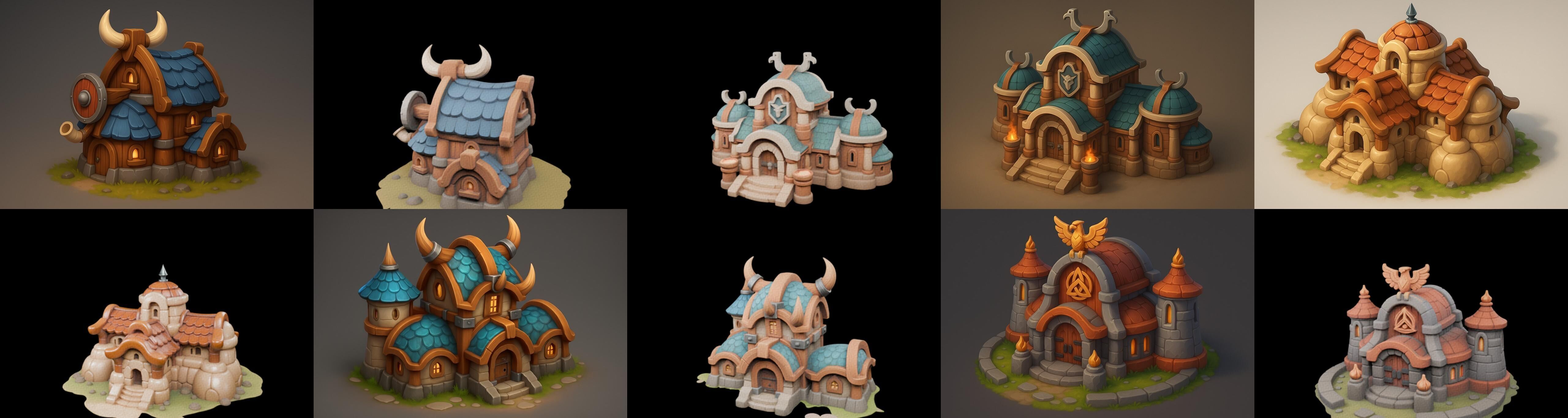 Fortress Building bundle 5 pack 100 glb Low-poly 3D model_2