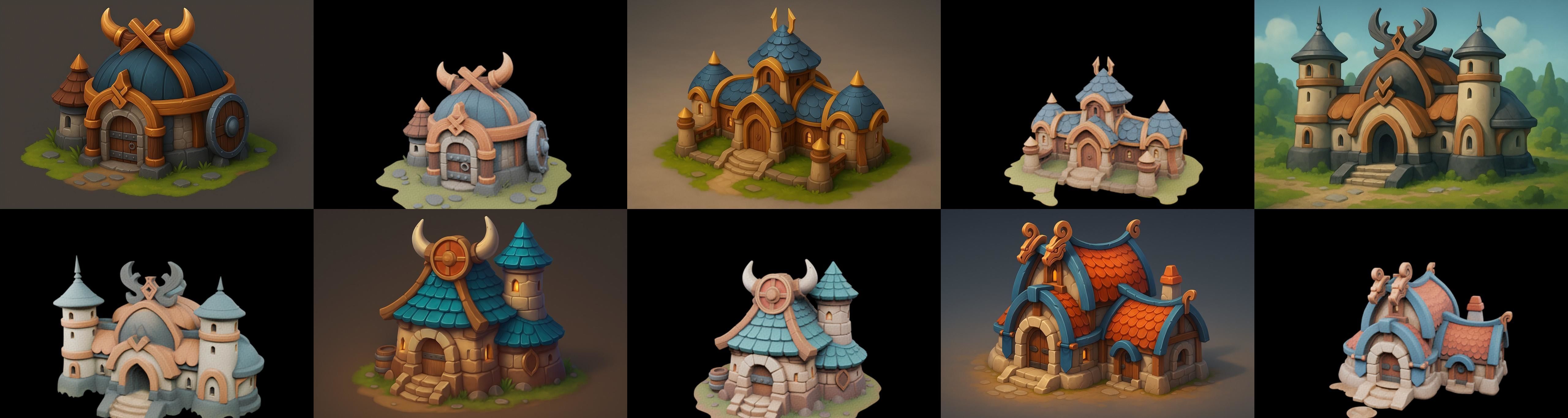 Fortress Building bundle 5 pack 100 glb Low-poly 3D model_15