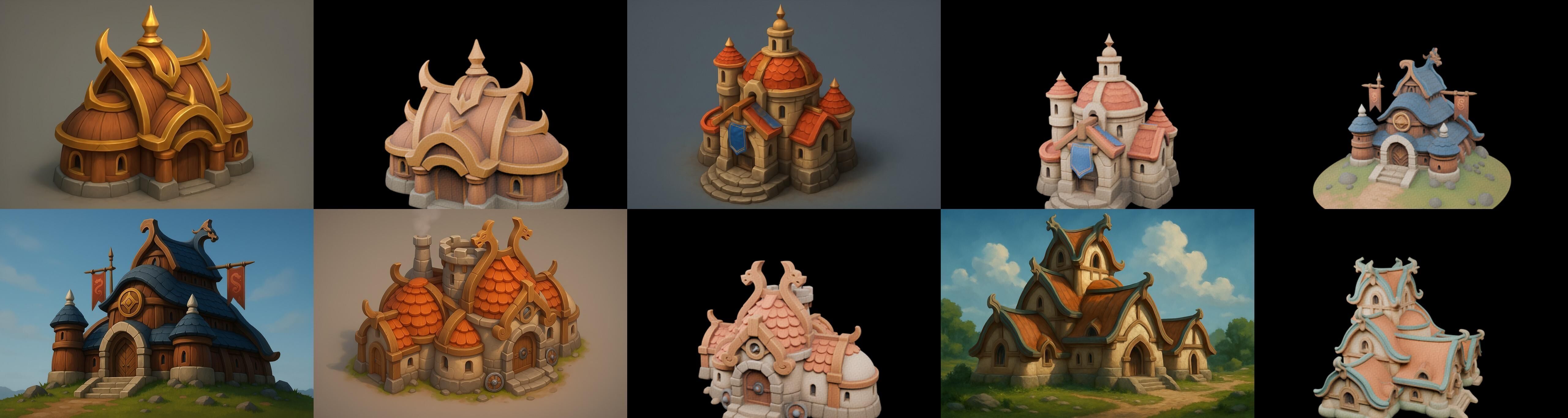 Fortress Building bundle 5 pack 100 glb Low-poly 3D model_16