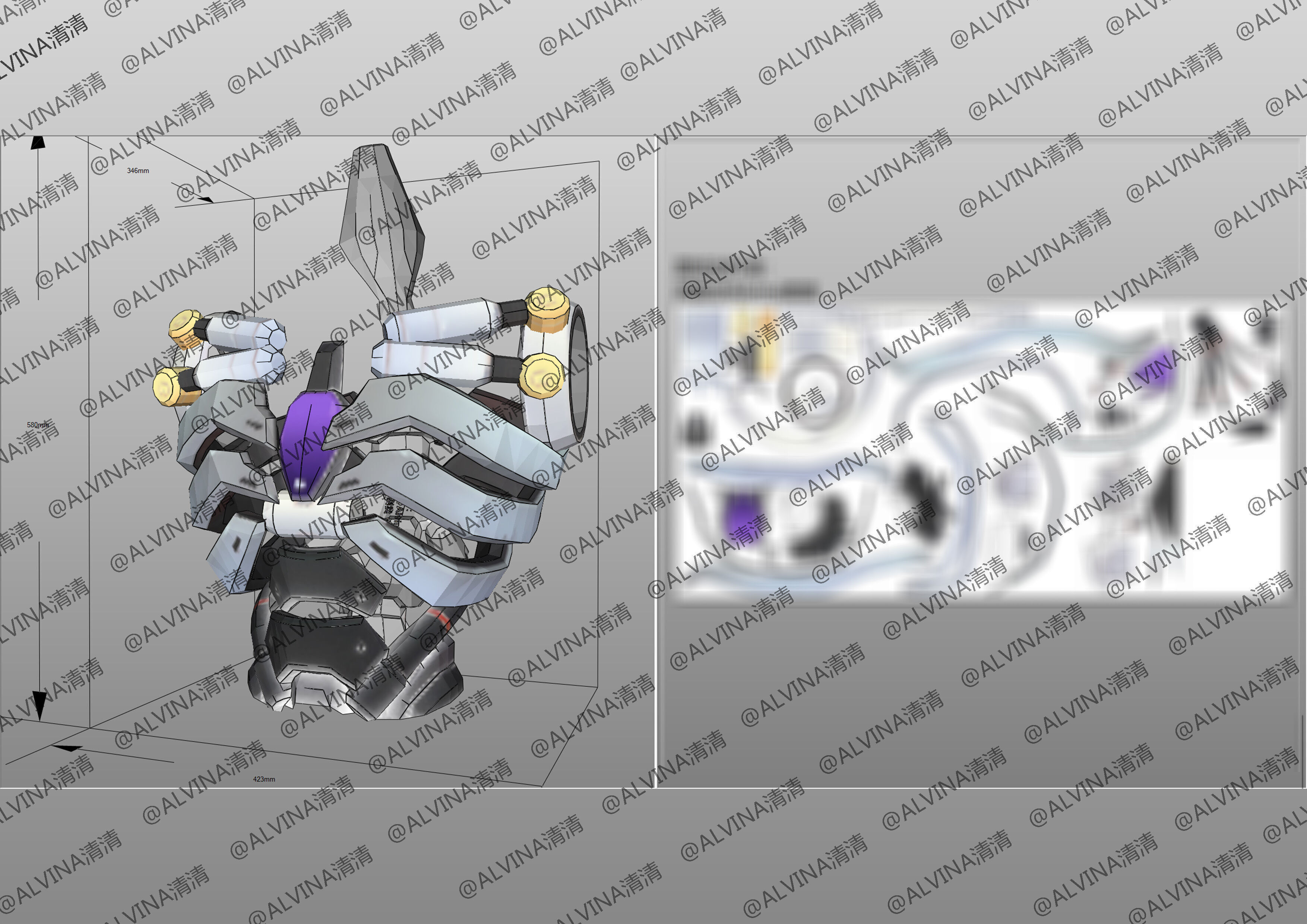 Overwatch 2  Ramattra Omnic Form Armor - DIY Cosplay Pepakura Low-poly 3D model_21