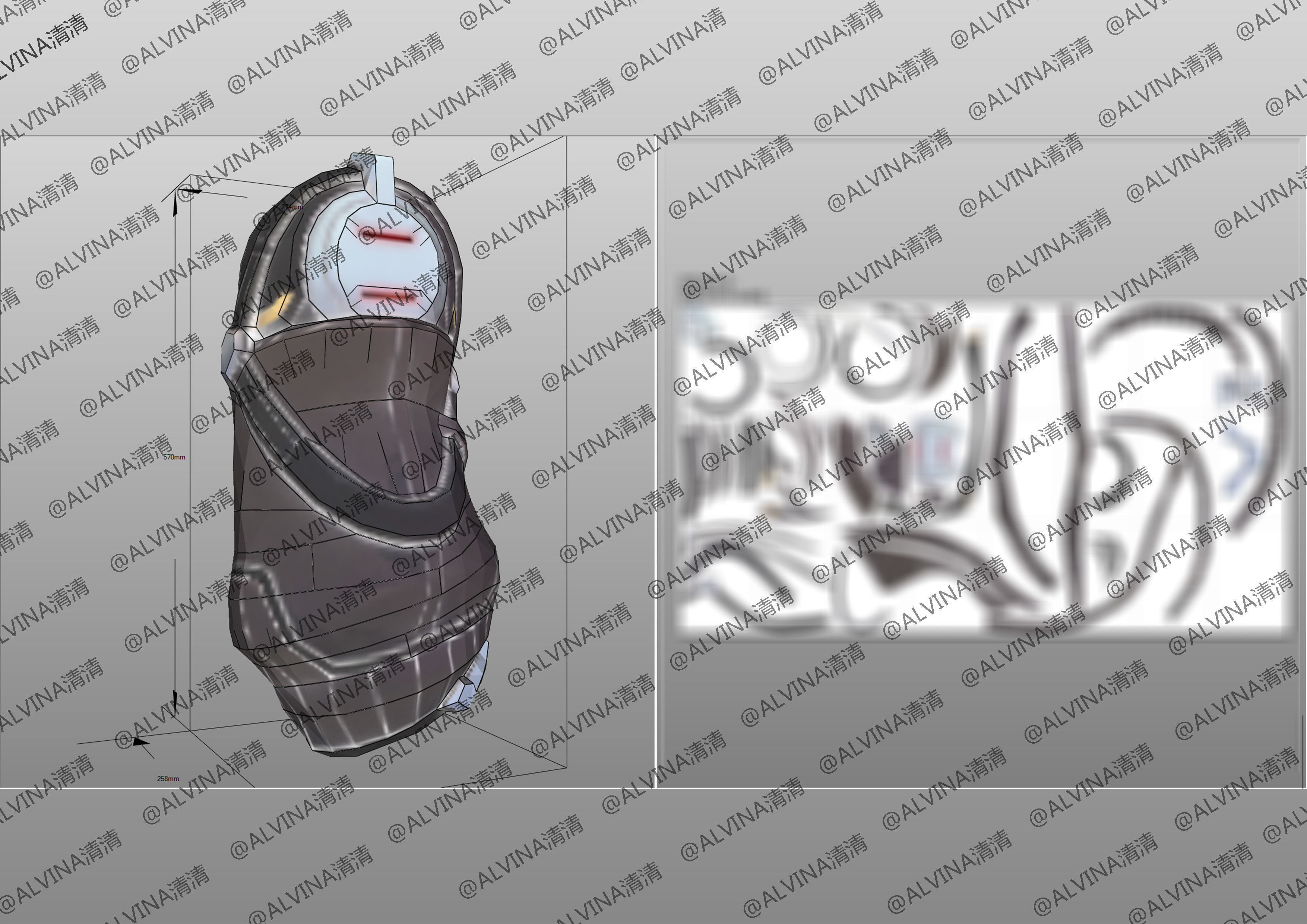 Overwatch 2  Ramattra Omnic Form Armor - DIY Cosplay Pepakura Low-poly 3D model_31