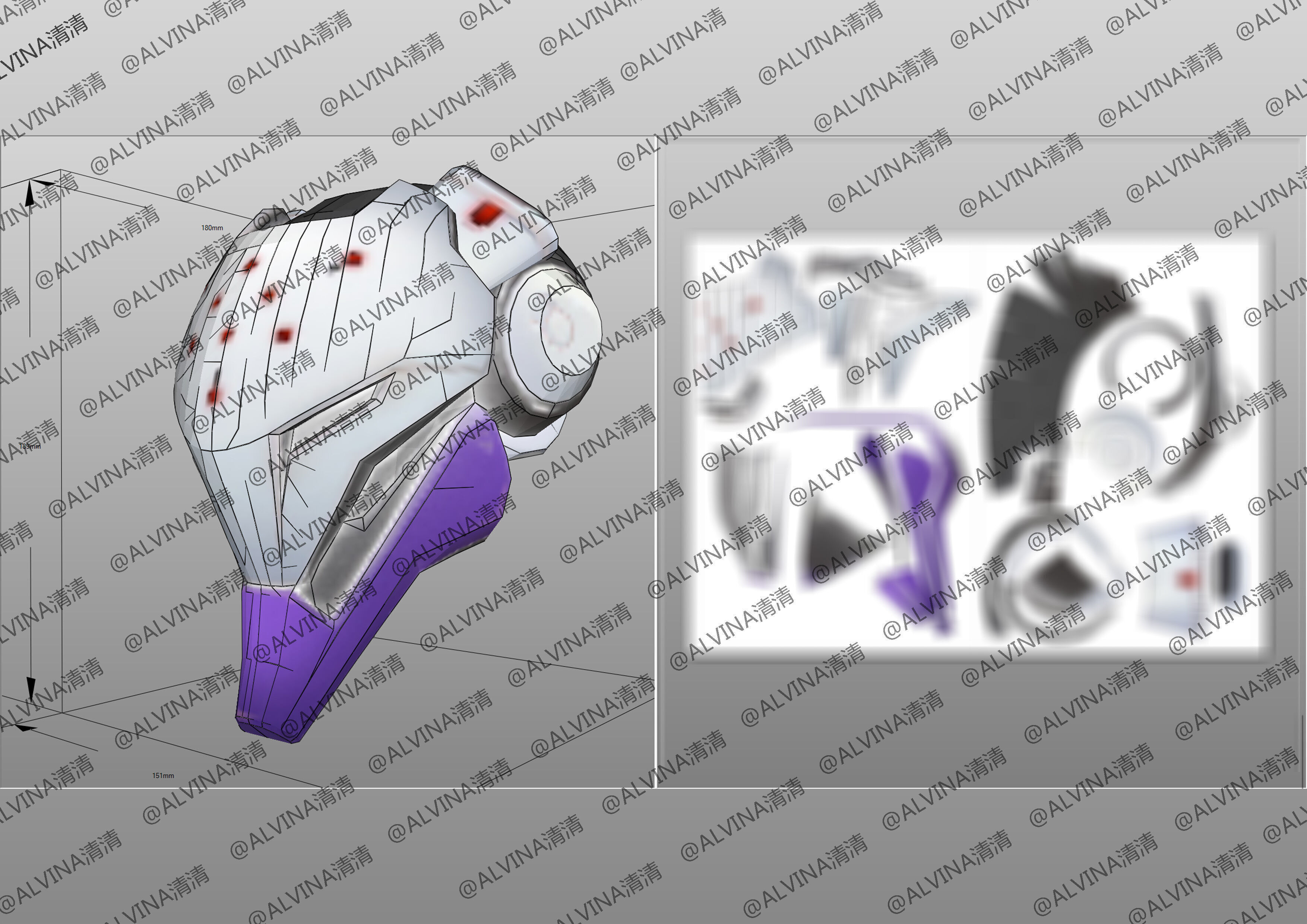 Overwatch 2  Ramattra Omnic Form Armor - DIY Cosplay Pepakura Low-poly 3D model_13