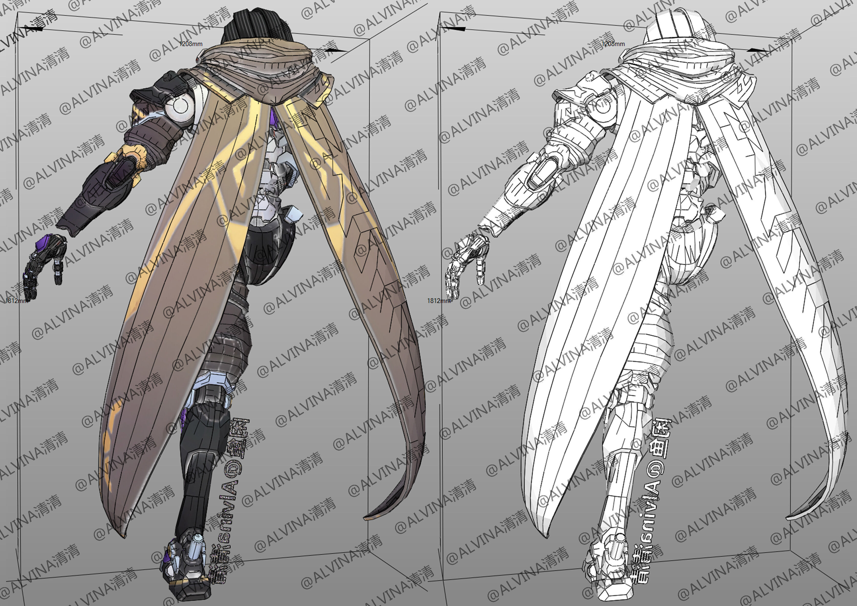 Overwatch 2  Ramattra Omnic Form Armor - DIY Cosplay Pepakura Low-poly 3D model_5