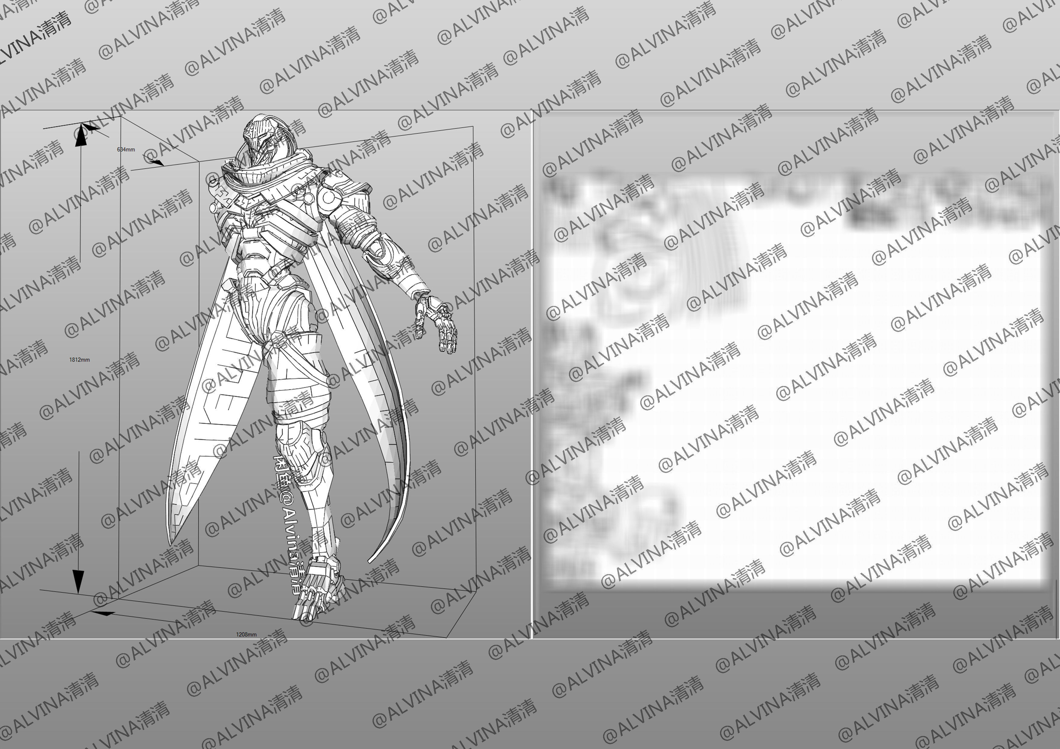 Overwatch 2  Ramattra Omnic Form Armor - DIY Cosplay Pepakura Low-poly 3D model_12