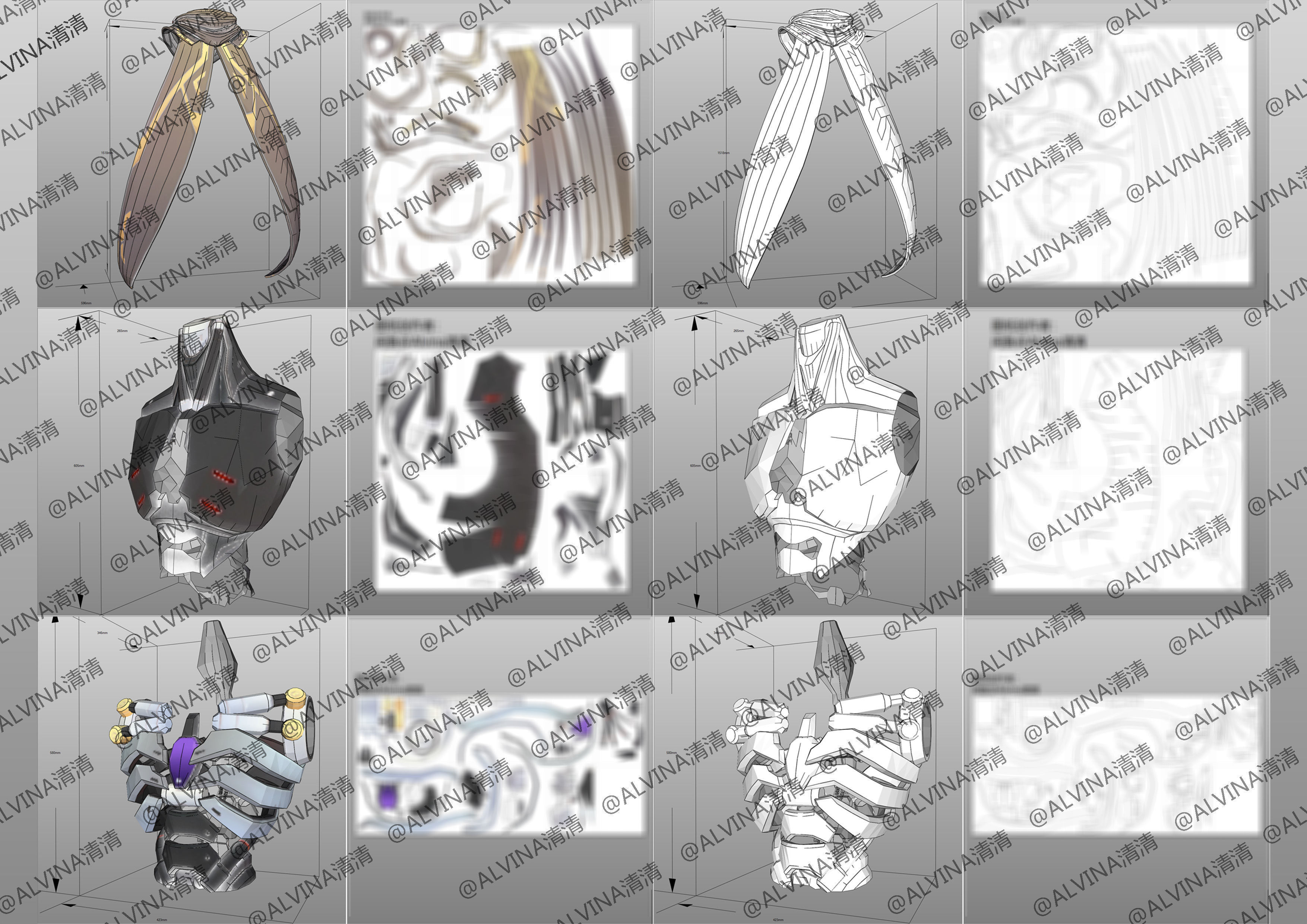 Overwatch 2  Ramattra Omnic Form Armor - DIY Cosplay Pepakura Low-poly 3D model_7