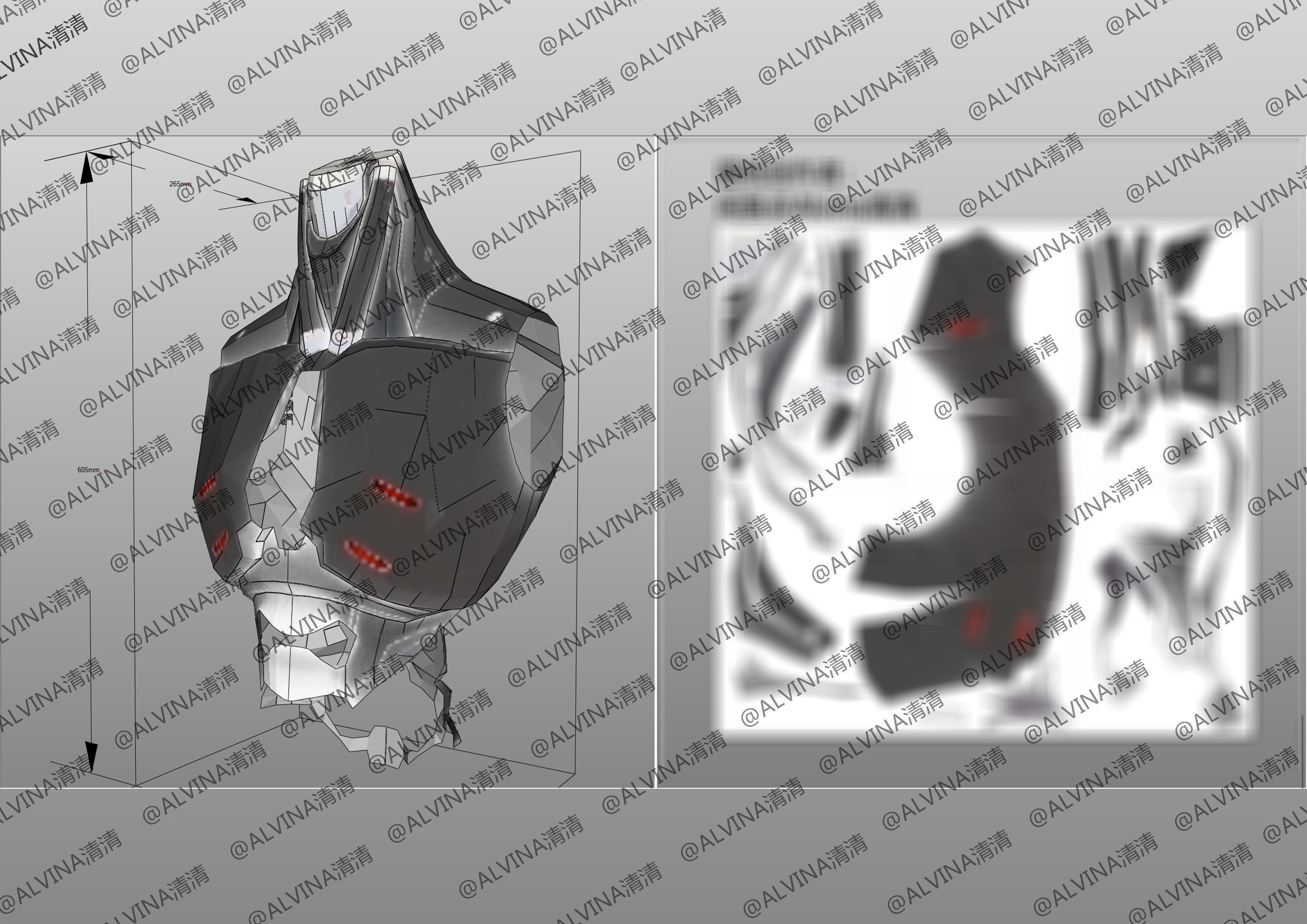 Overwatch 2  Ramattra Omnic Form Armor - DIY Cosplay Pepakura Low-poly 3D model_19