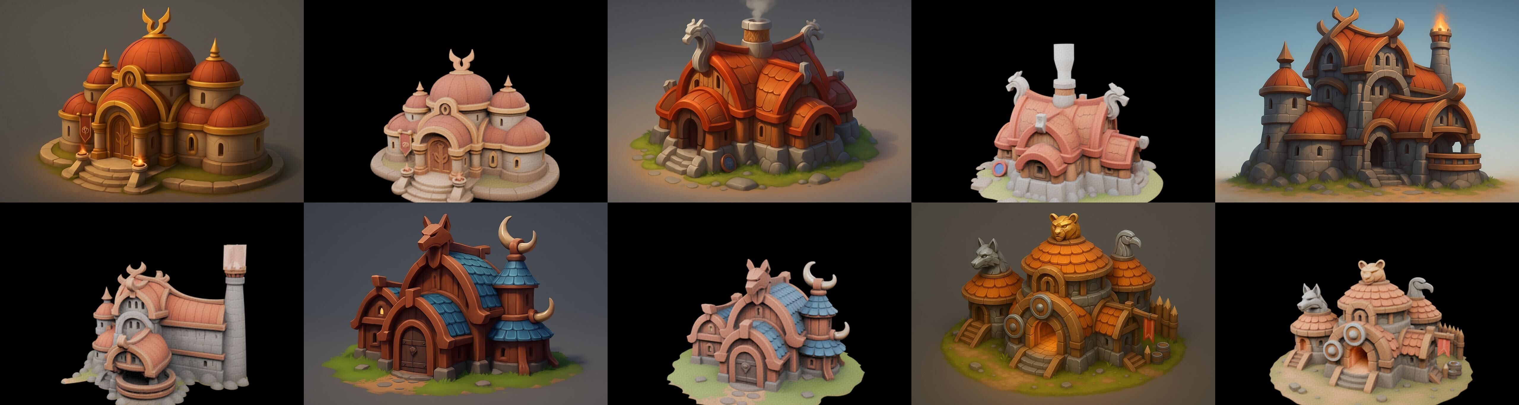 Fortress Building bundle 4 pack 100 glb Low-poly 3D model_15