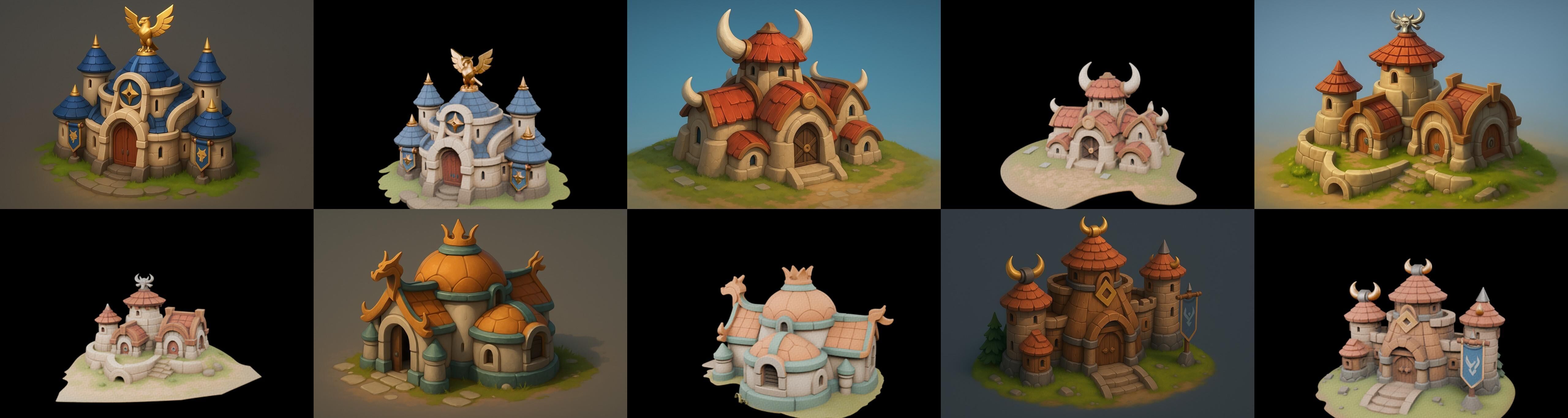 Fortress Building bundle 4 pack 100 glb Low-poly 3D model_13