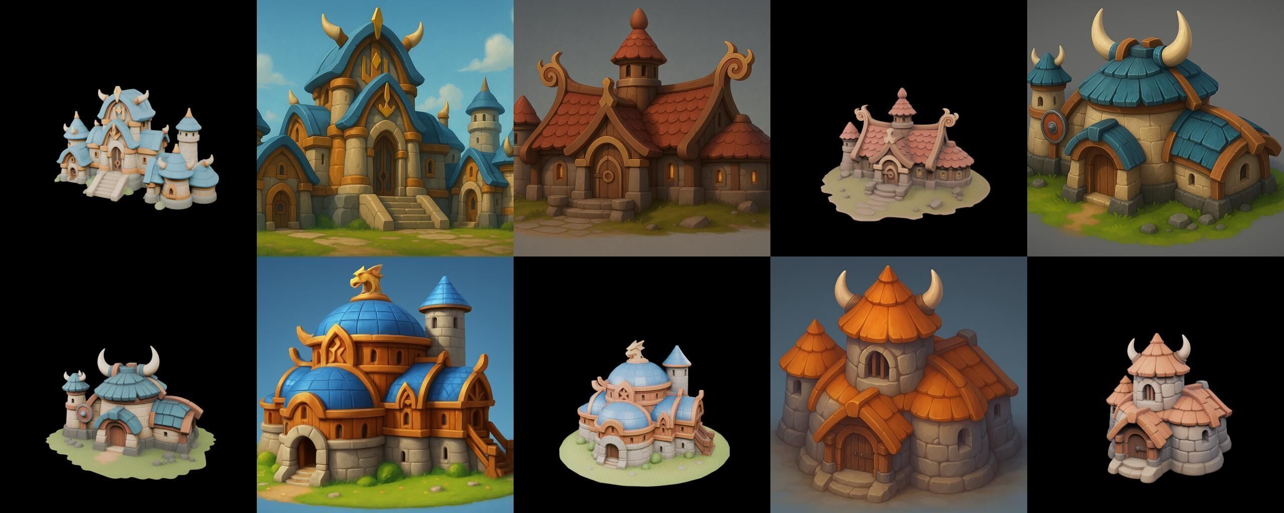 Fortress Building bundle 4 pack 100 glb Low-poly 3D model_19