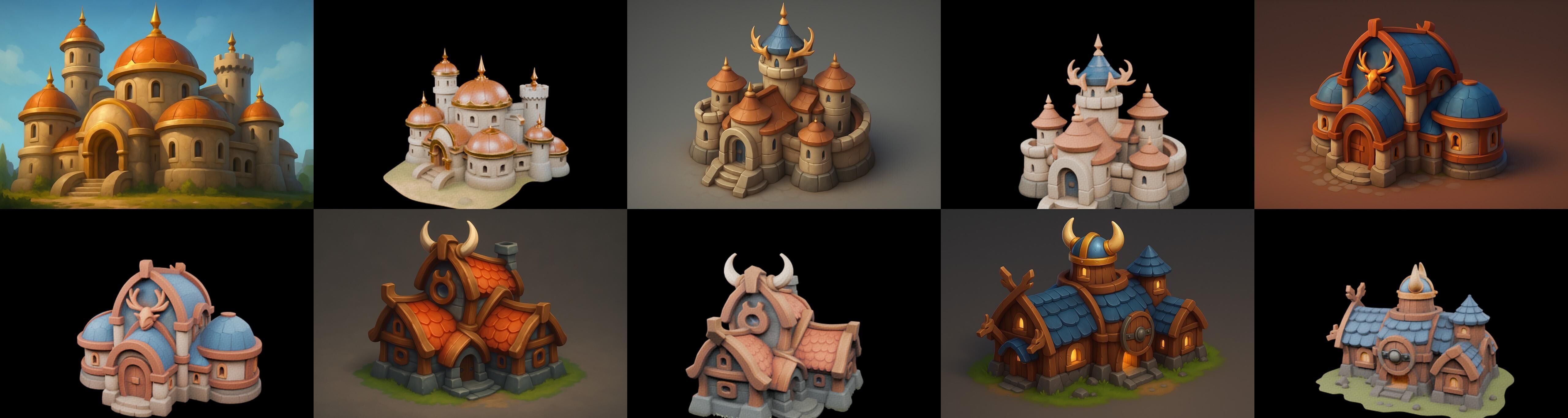 Fortress Building bundle 4 pack 100 glb Low-poly 3D model_17
