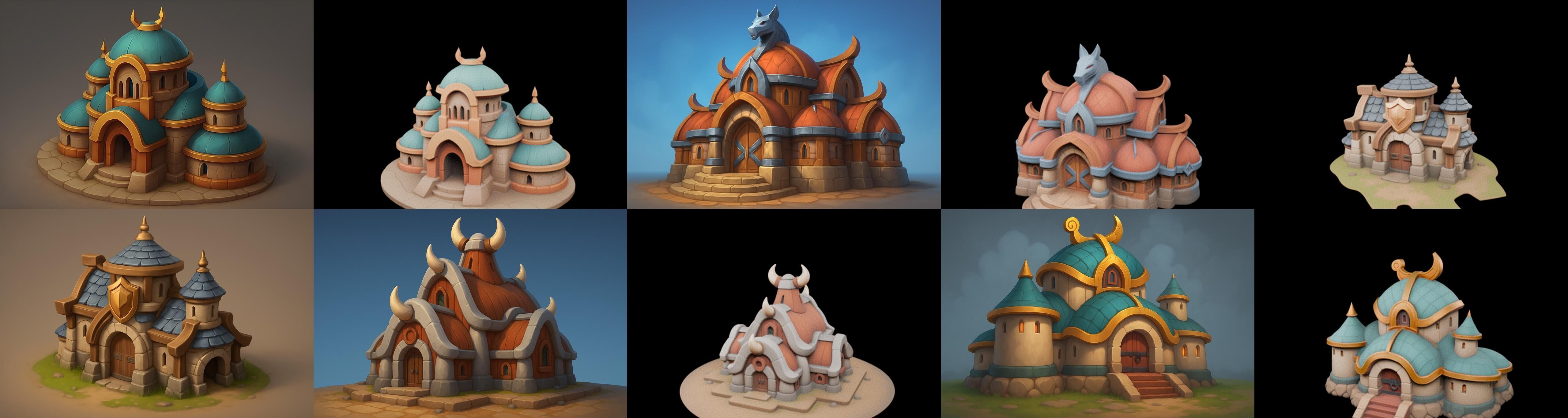 Fortress Building bundle 4 pack 100 glb Low-poly 3D model_6