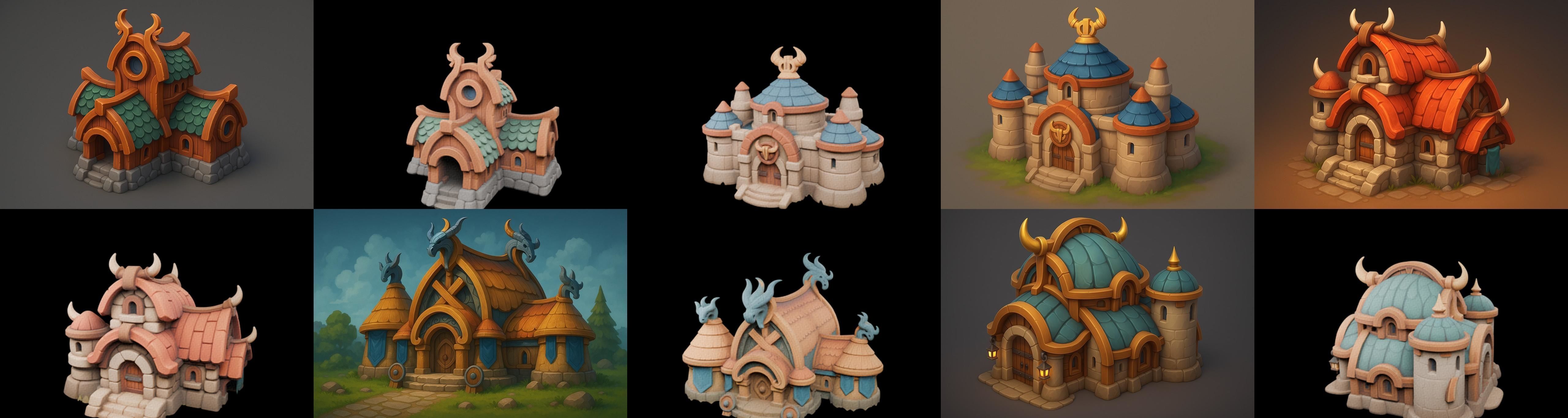 Fortress Building bundle 4 pack 100 glb Low-poly 3D model_9
