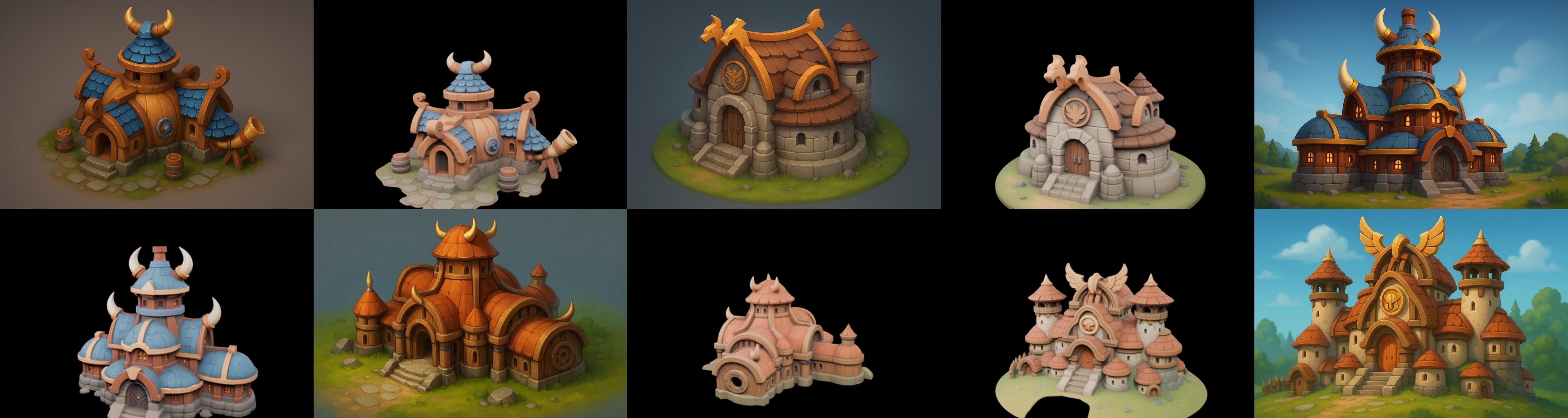 Fortress Building bundle 4 pack 100 glb Low-poly 3D model_18