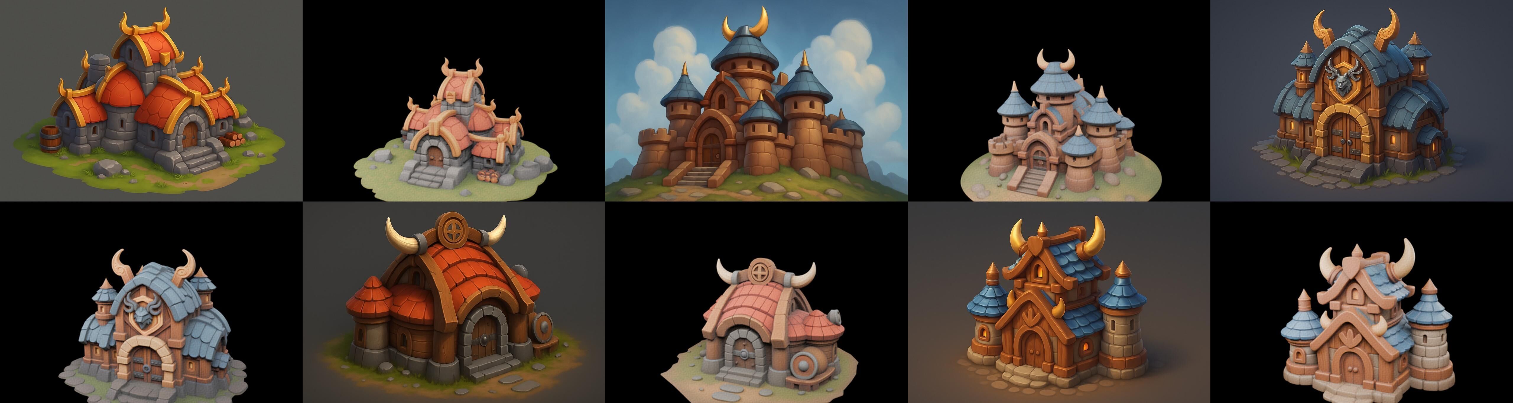 Fortress Building bundle 4 pack 100 glb Low-poly 3D model_12