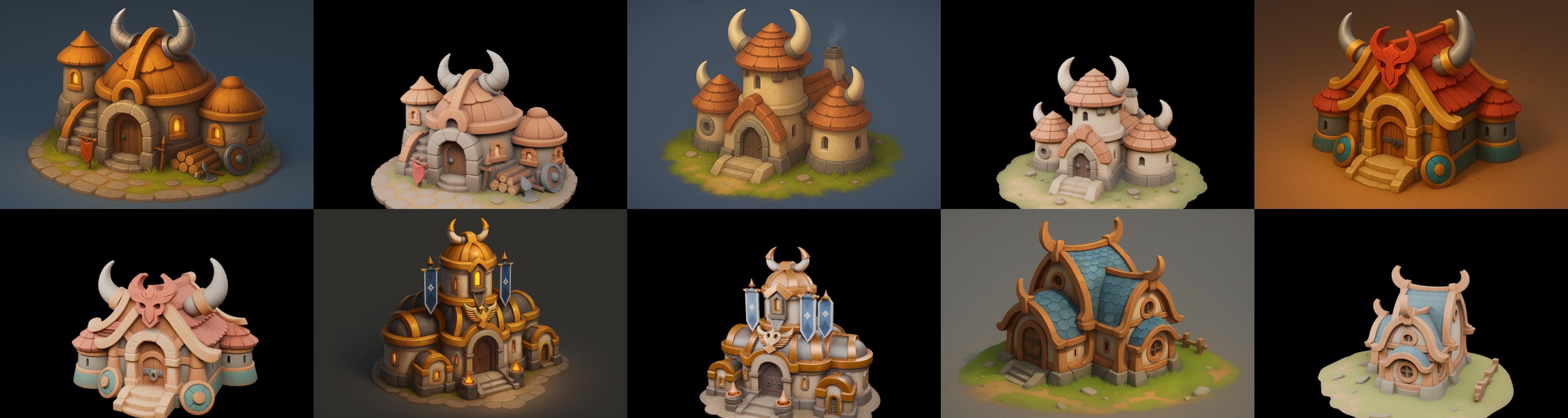 Fortress Building bundle 4 pack 100 glb Low-poly 3D model_3