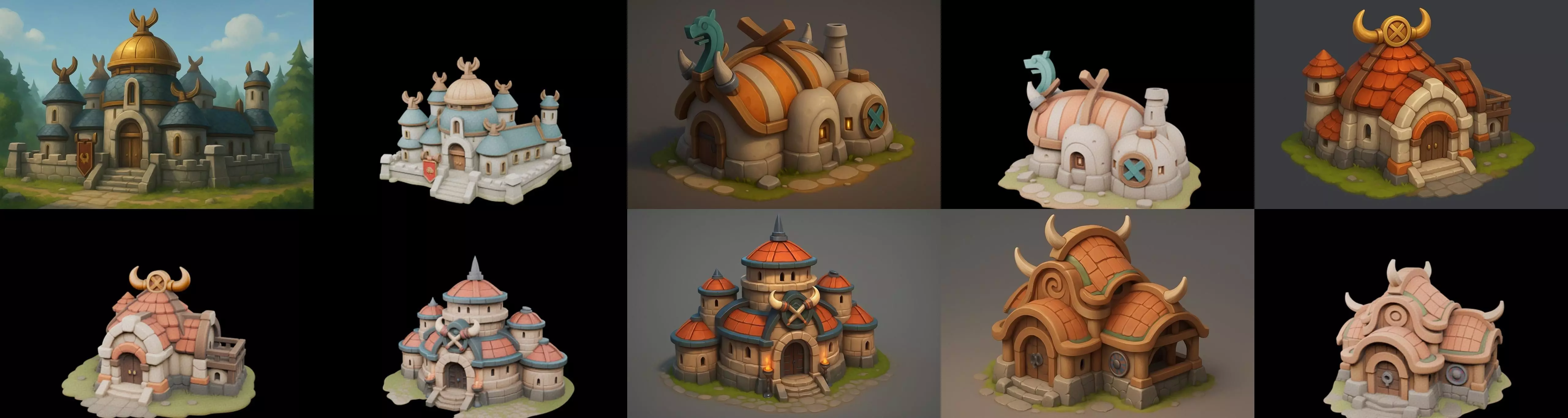 Fortress Building bundle 4 pack 100 glb Low-poly 3D model_0