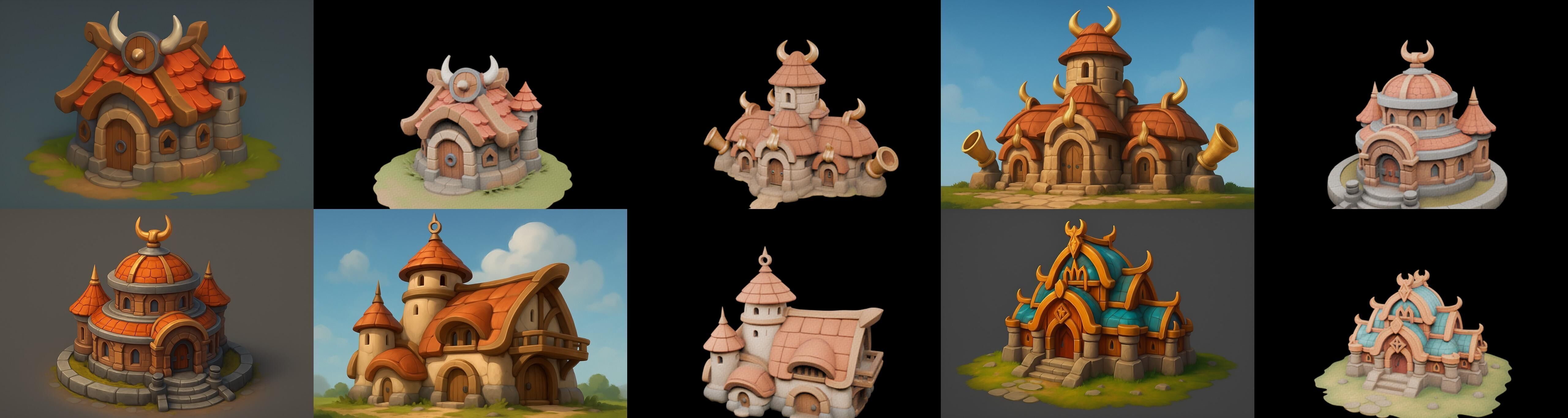 Fortress Building bundle 4 pack 100 glb Low-poly 3D model_11