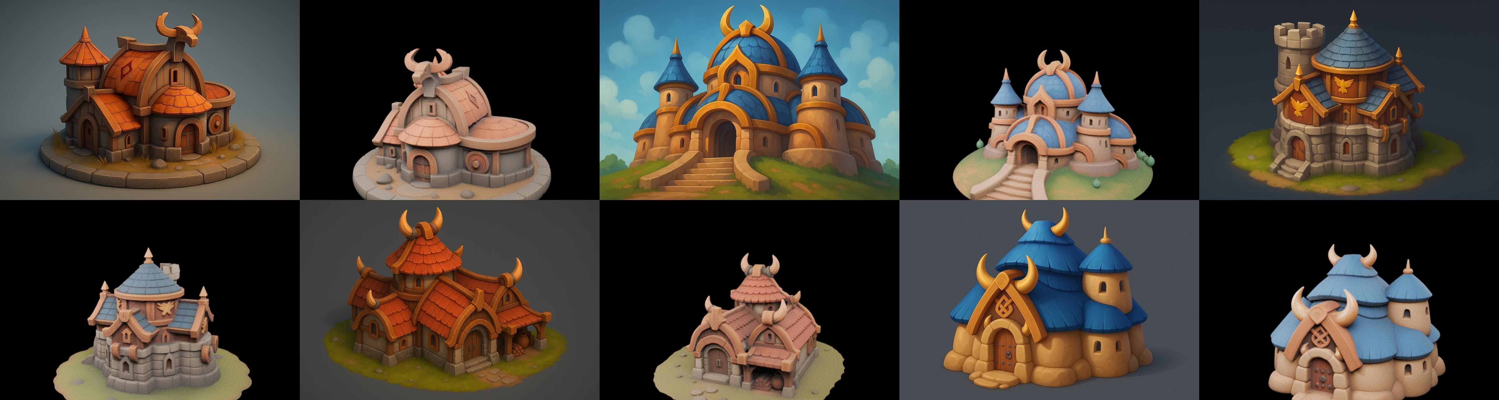 Fortress Building bundle 4 pack 100 glb Low-poly 3D model_14