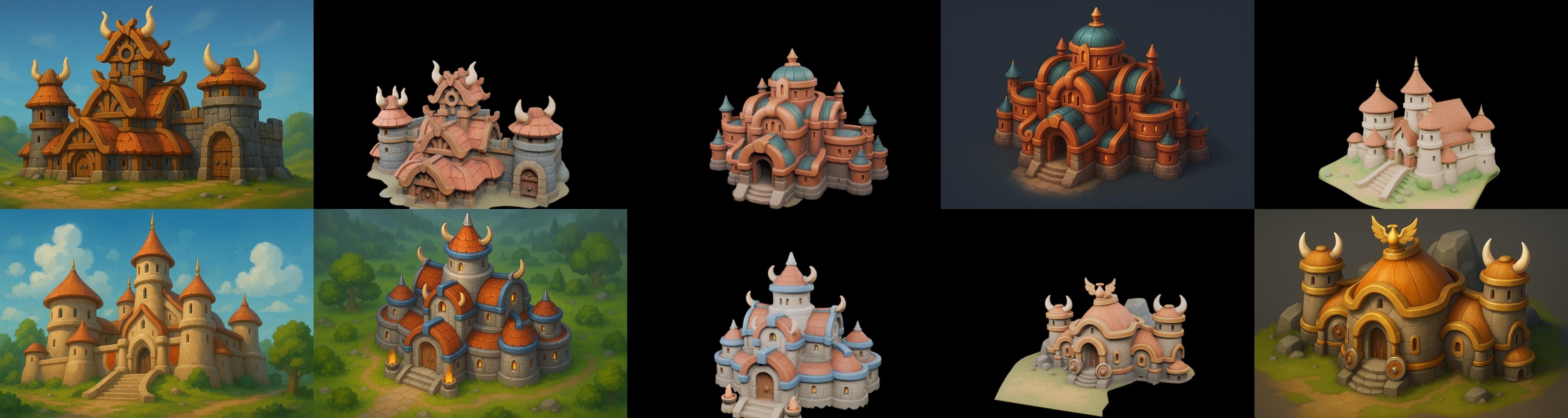 Fortress Building bundle 4 pack 100 glb Low-poly 3D model_4