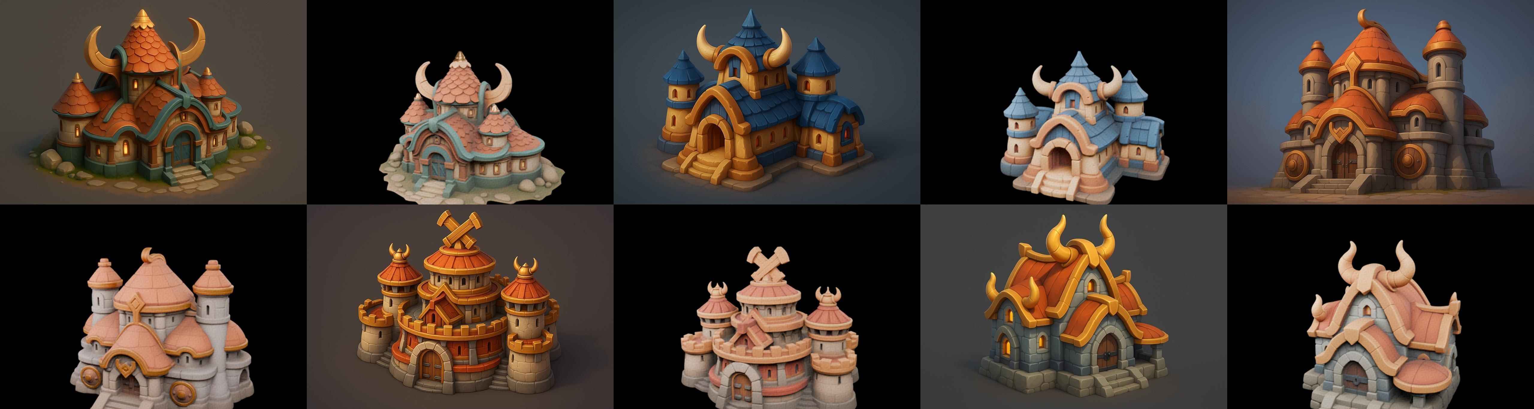 Fortress Building bundle 4 pack 100 glb Low-poly 3D model_8