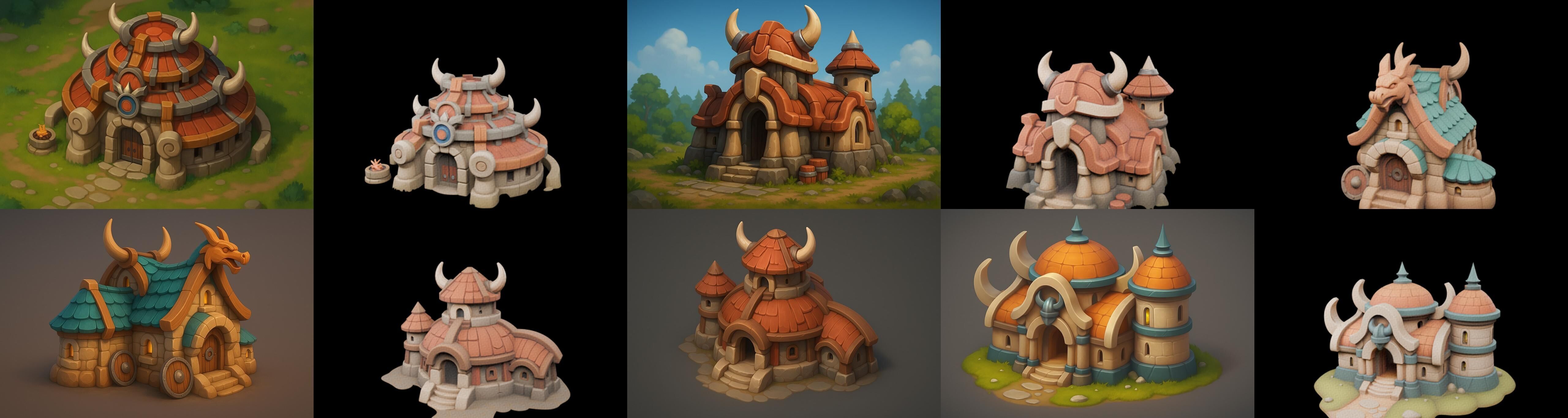Fortress Building bundle 4 pack 100 glb Low-poly 3D model_7