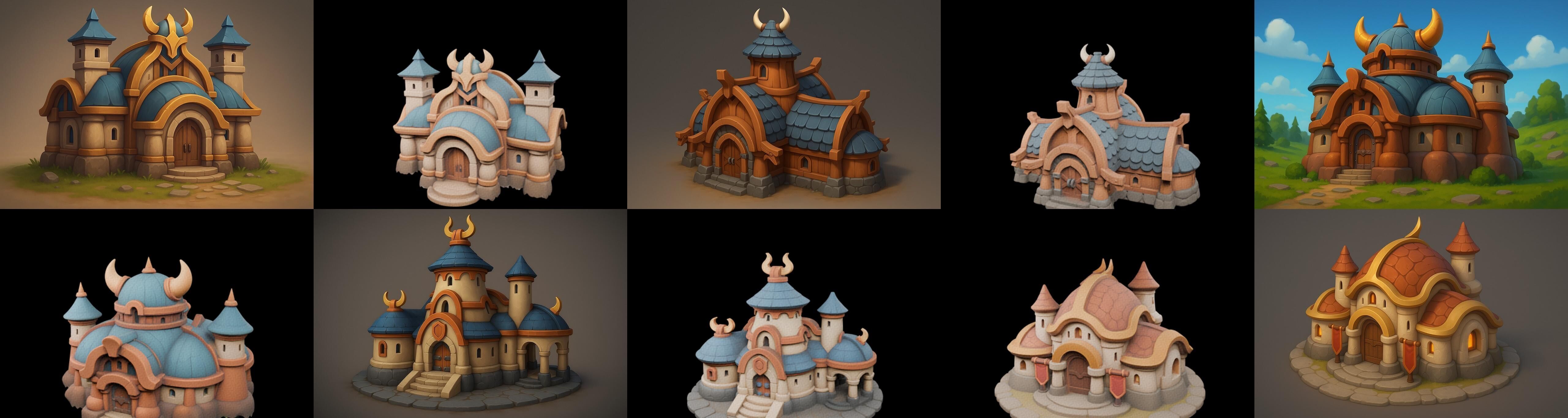 Fortress Building bundle 4 pack 100 glb Low-poly 3D model_5