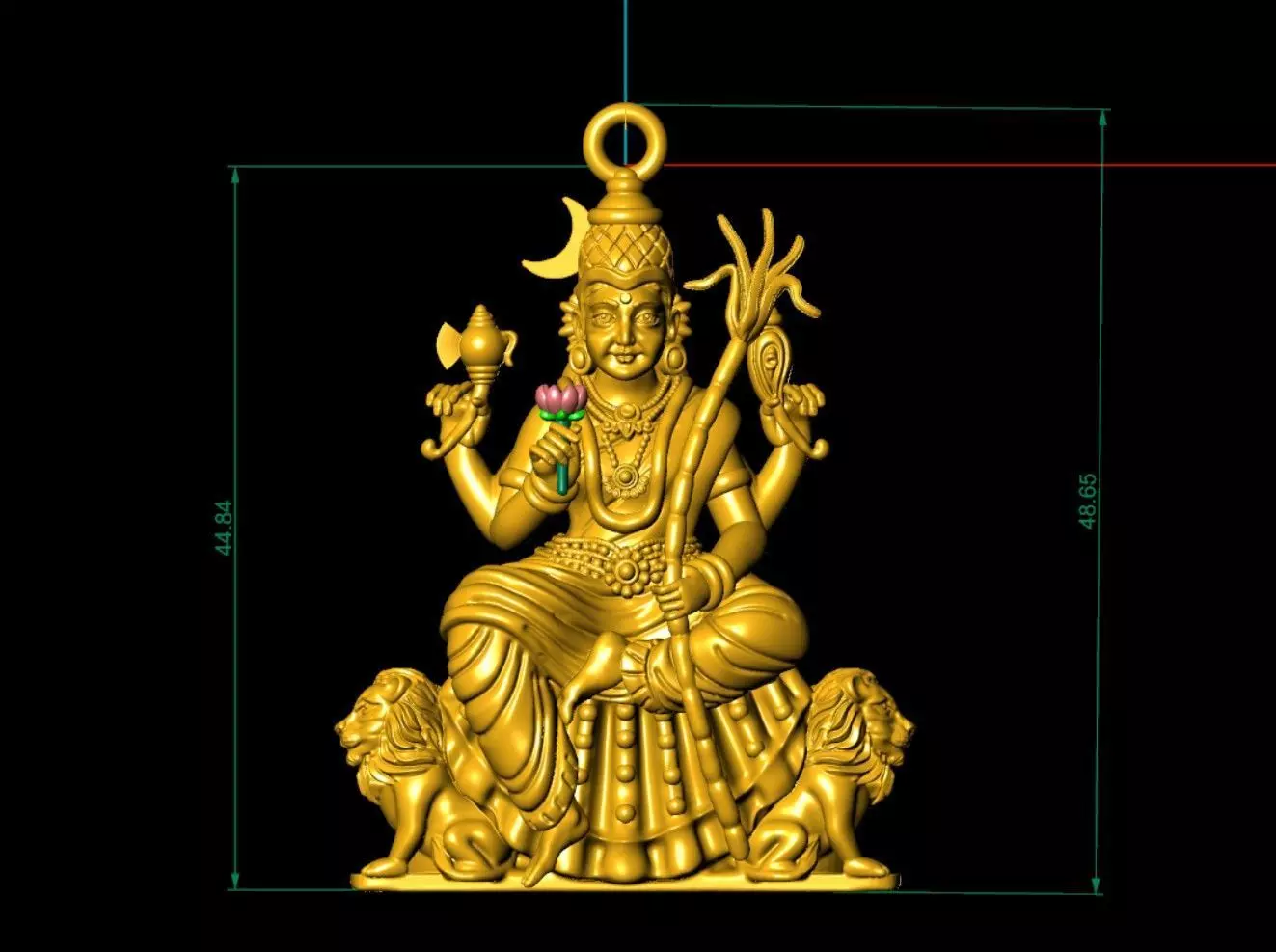 kamatchi amman with lion god 3dmfile  3D print model_0
