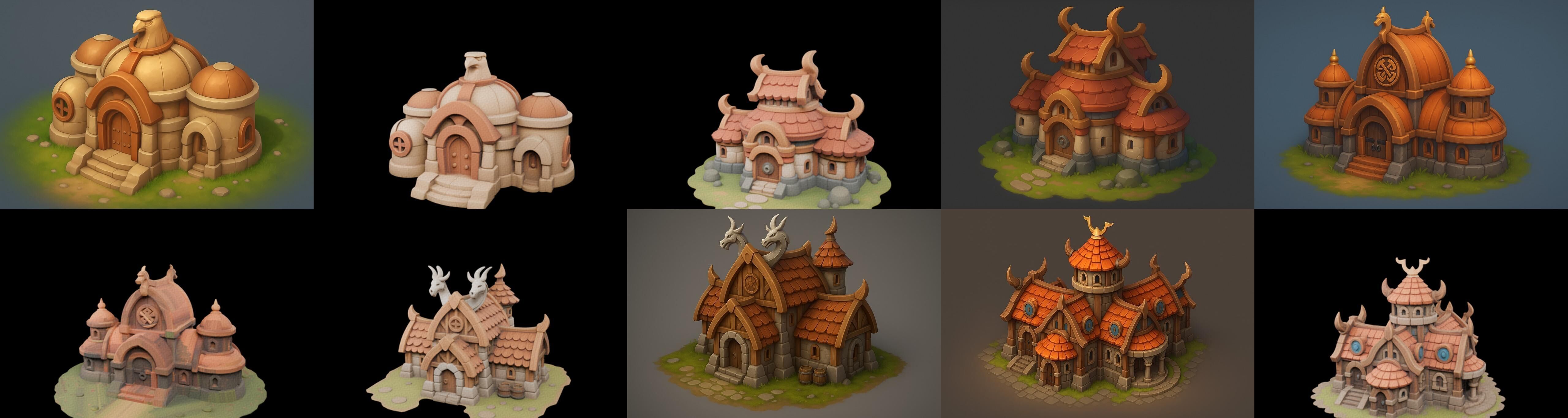 Fortress Building bundle 2 pack 100 glb Low-poly 3D model_12