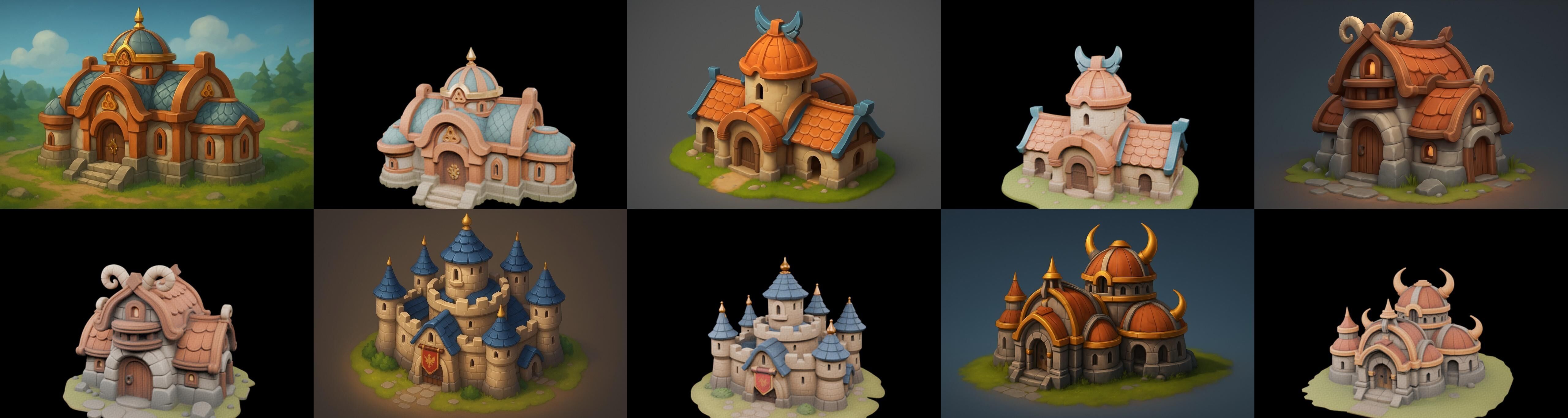 Fortress Building bundle 2 pack 100 glb Low-poly 3D model_16