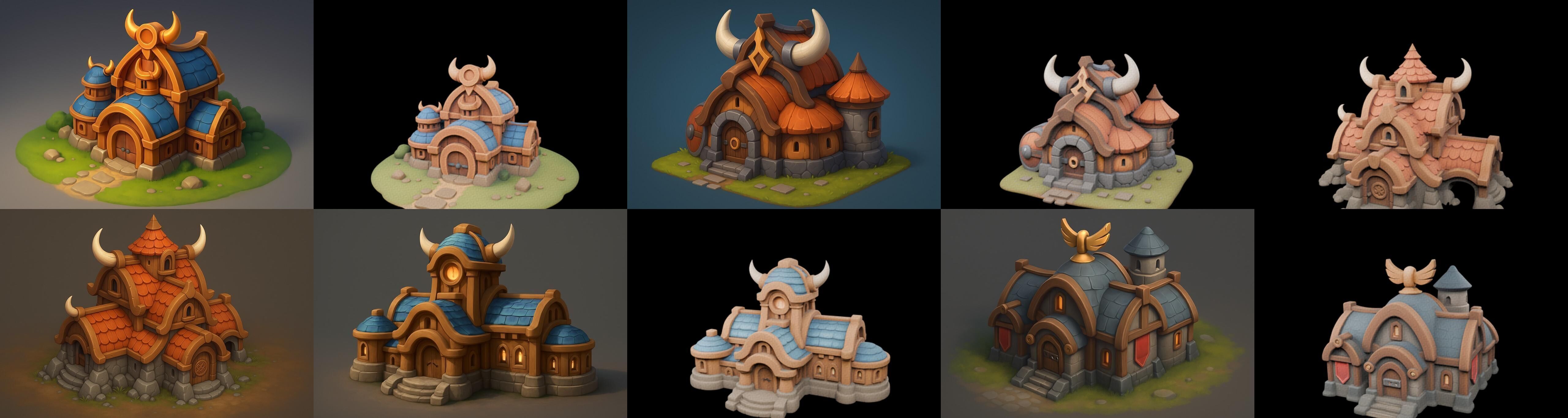 Fortress Building bundle 2 pack 100 glb Low-poly 3D model_14
