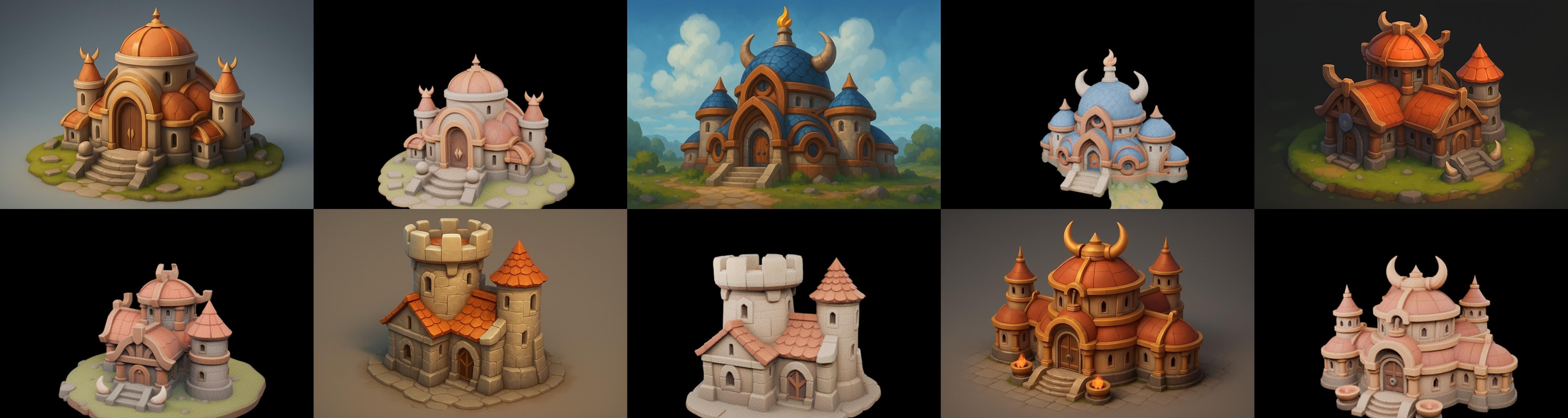 Fortress Building bundle 2 pack 100 glb Low-poly 3D model_11