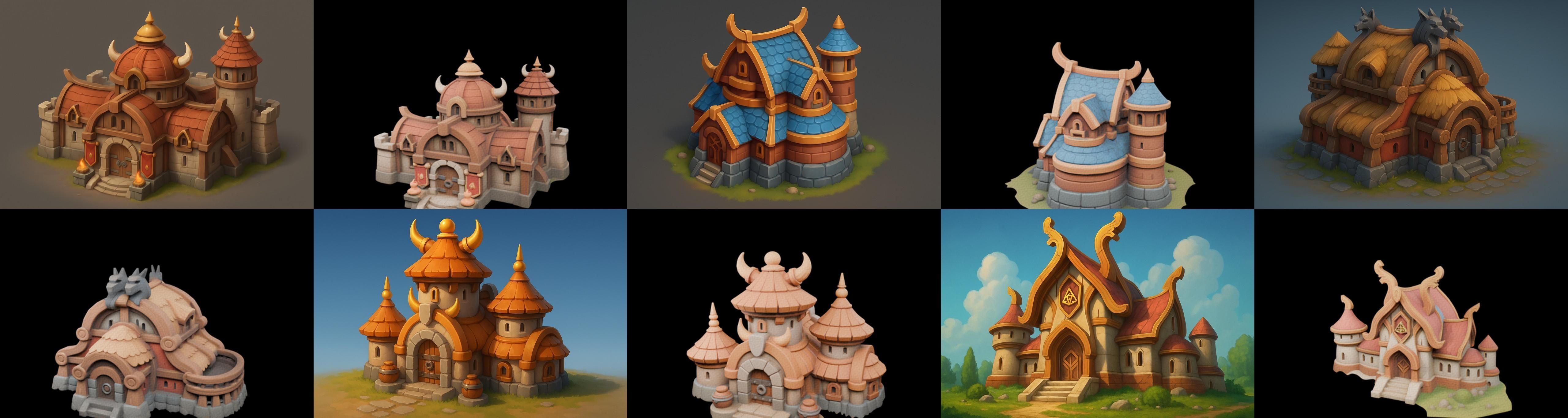 Fortress Building bundle 2 pack 100 glb Low-poly 3D model_17